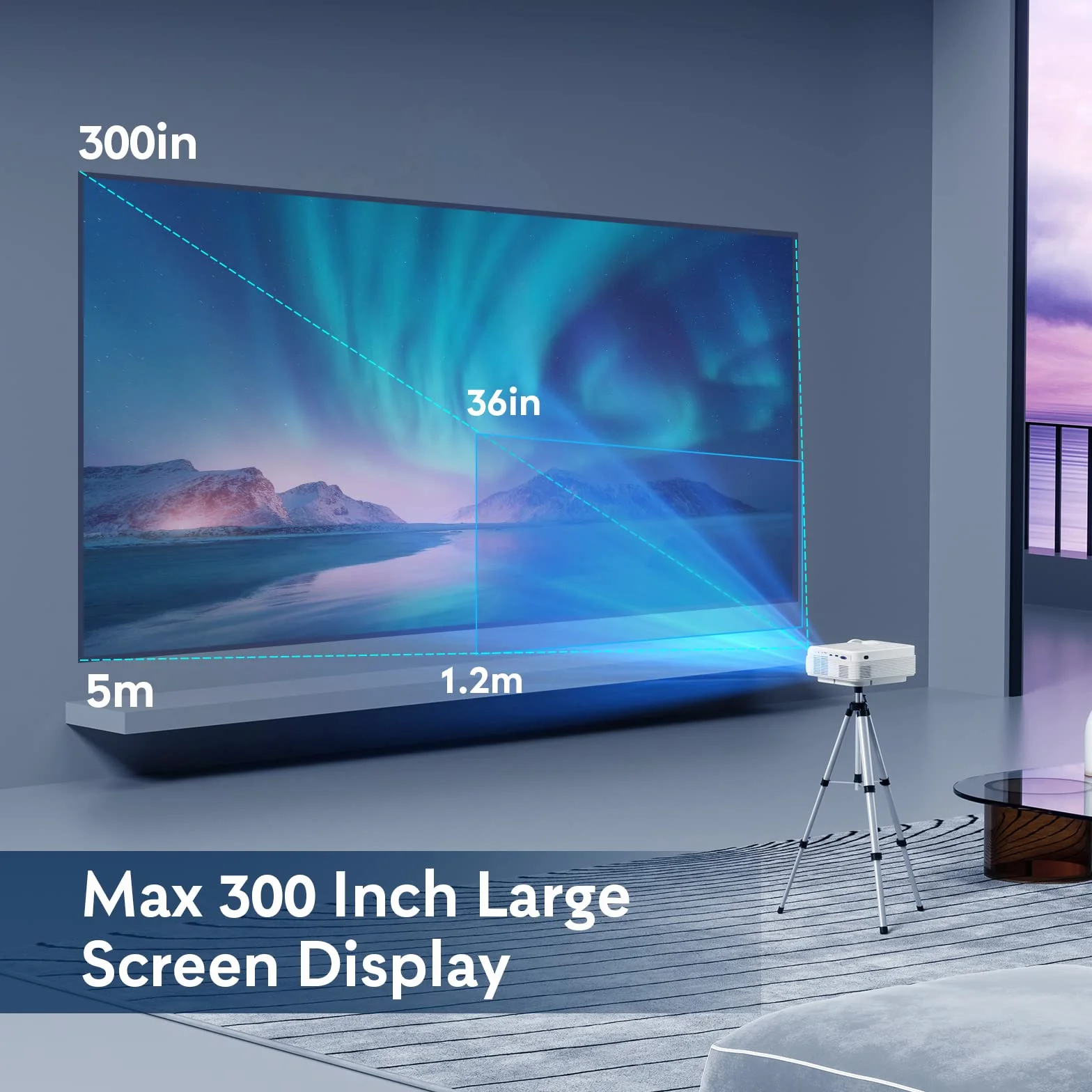 Projektor YEZMEK 5G WiFi Bluetooth Native 1080P Full HD, mini projektor LED 4K, projektor kina domowego, kompatybilny z telewizorem, smartfonem i tabletem, laptopem, HDMI, USB, TF.