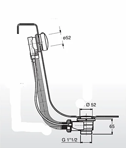 Zestaw odpływowo-przelewowy z syfonem o długości 55 cm, do wanien, kompletny zestaw