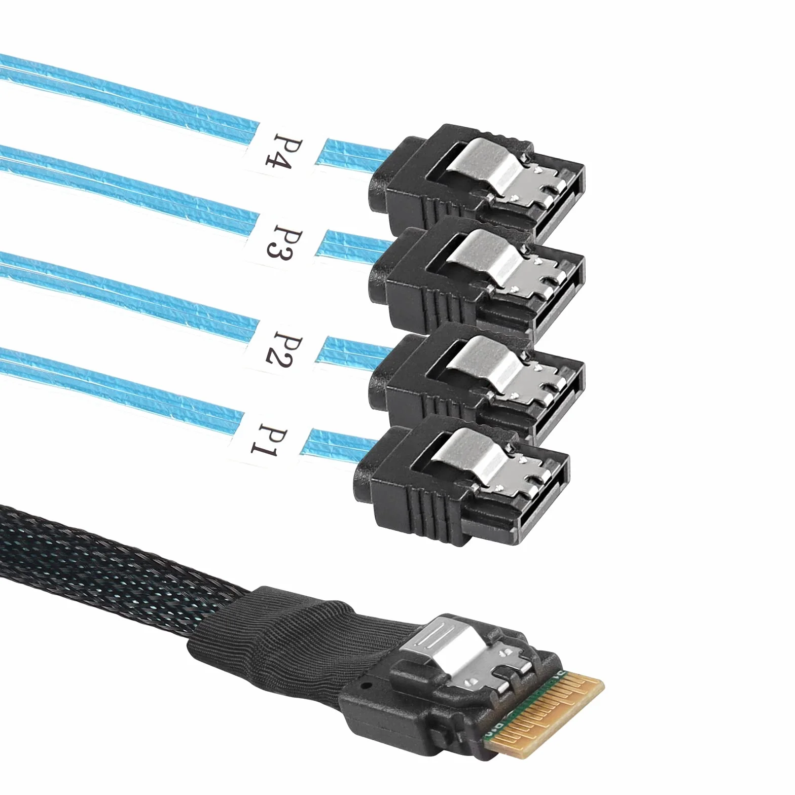 Slimline SAS 4.0 SFF-8654 4i 38 Pin Host do SATA 7 Pin X4 kabel transmisji danych serwer 0,5M