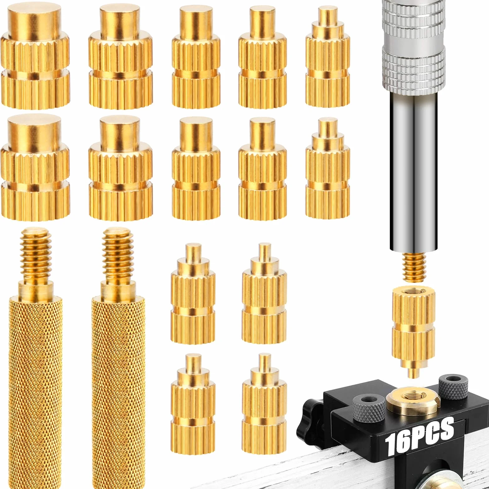 SWTYExt Zestaw 16 końcówek lutowniczych M2 M2.5 M3 M4 M5 M6 M8 Wkładki gwintowane Końcówki lutownicze kompatybilne z 900M T18 Weller ST Series Press Tool do plastiku Narzędzia do drukarki 3D