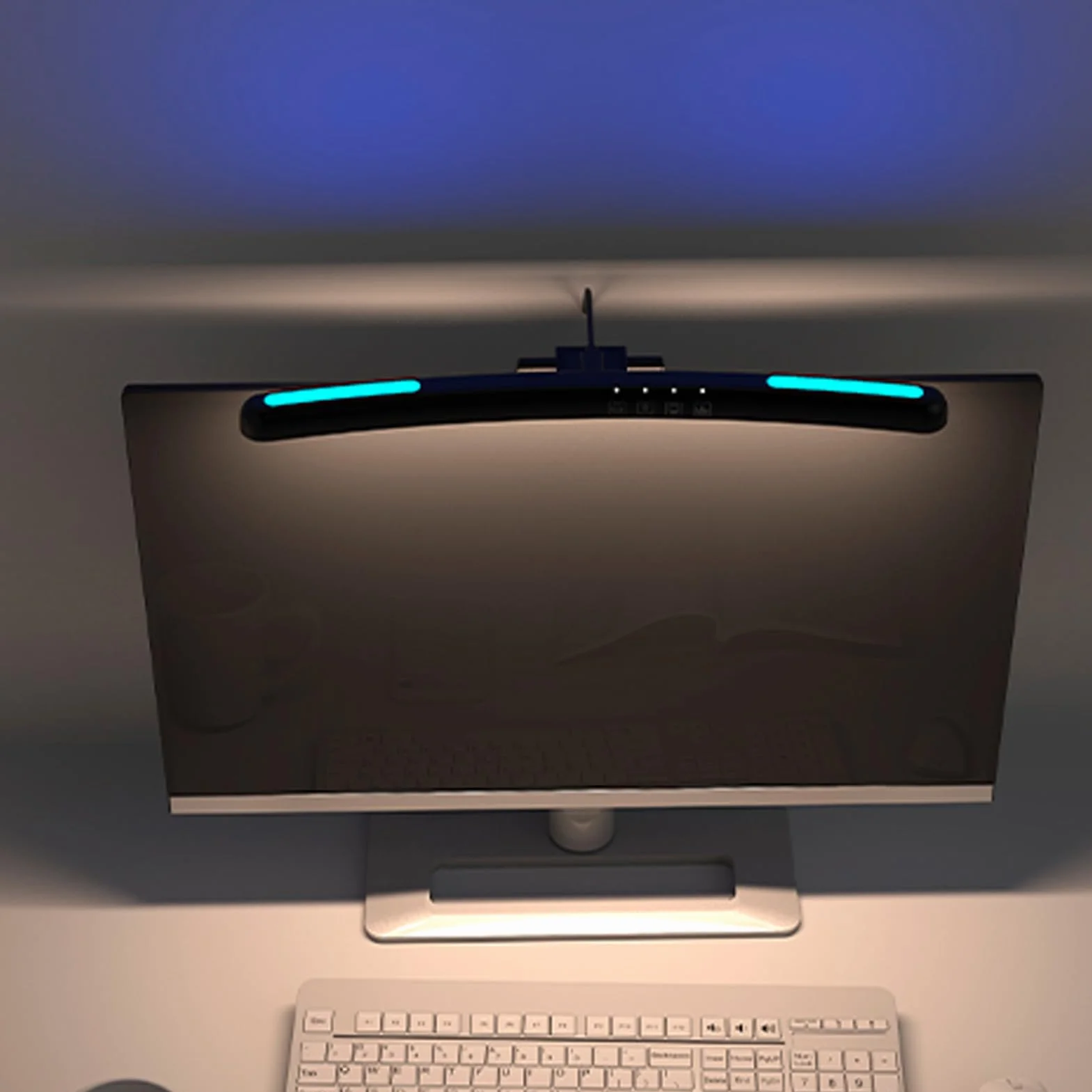 Zakrzywiona Lampa Monitora USB C, Bezstopniowe Przyciemnianie, 3 Temperatury Barwowe, Sterowanie Dotykowe, Asymetryczne Źródło Światła