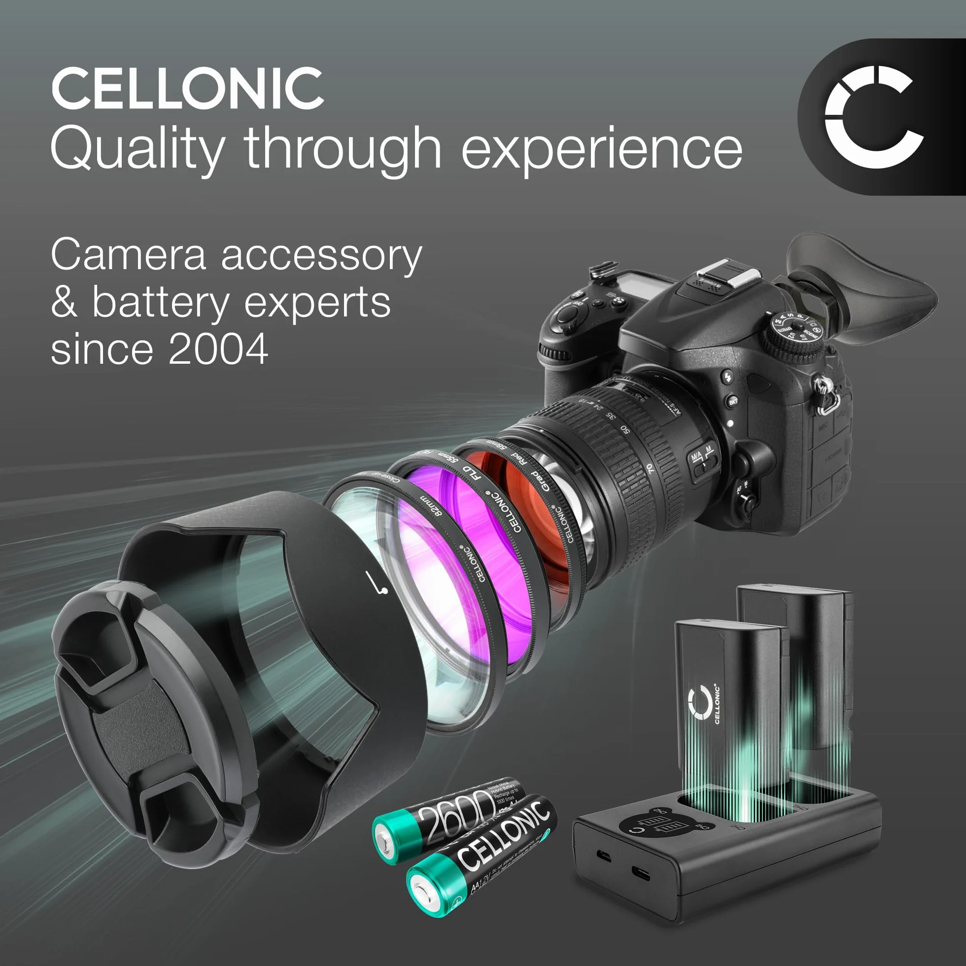 CELLONIC Podwójna ładowarka do GoPro Hero 4 Black Silver Plus Dual AHDBT-401