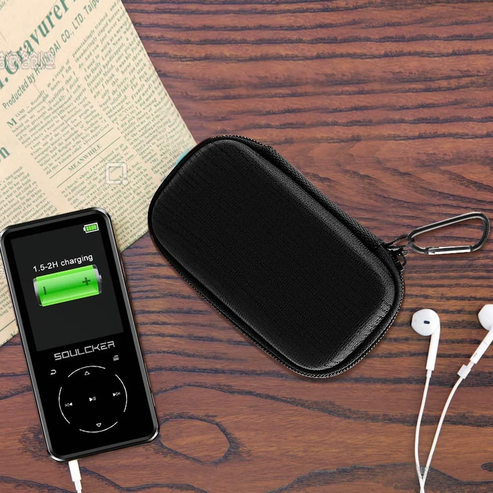 Etui na odtwarzacz MP3 do AGPTEK / MYMAHDI/ iPod Shuffle & Nano 8/16/32 GB Bluetooth 5.0 bezstratny dźwięk FM radio odtwarzacz muzyki. Kieszeń wewnętrzna na słuchawki, kabel USB, karta pamięci TF -