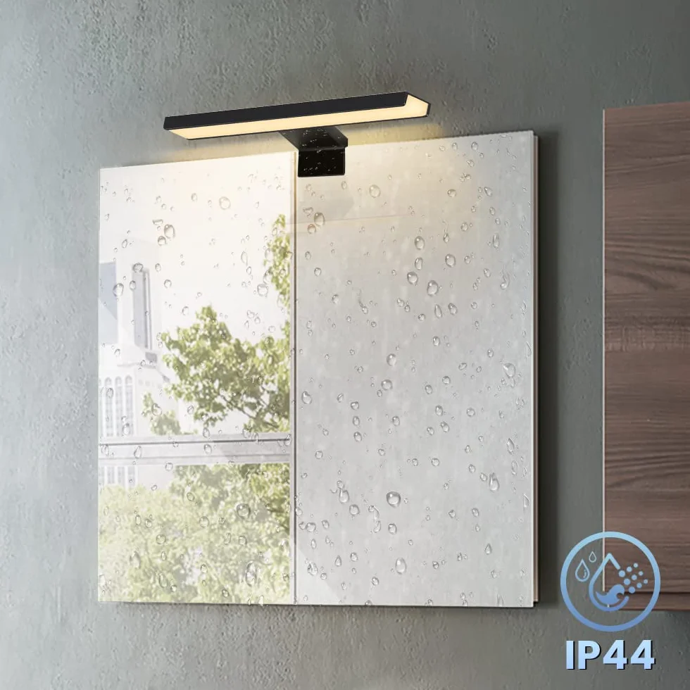 ERWEY 2 w 1 LED lampa nad lustro, 30 cm, IP44, łazienkowa, do makijażu, 230 V, światło do szafy, ciepła biel, zabudowy, zaciskowa, ścienna (czarna)
