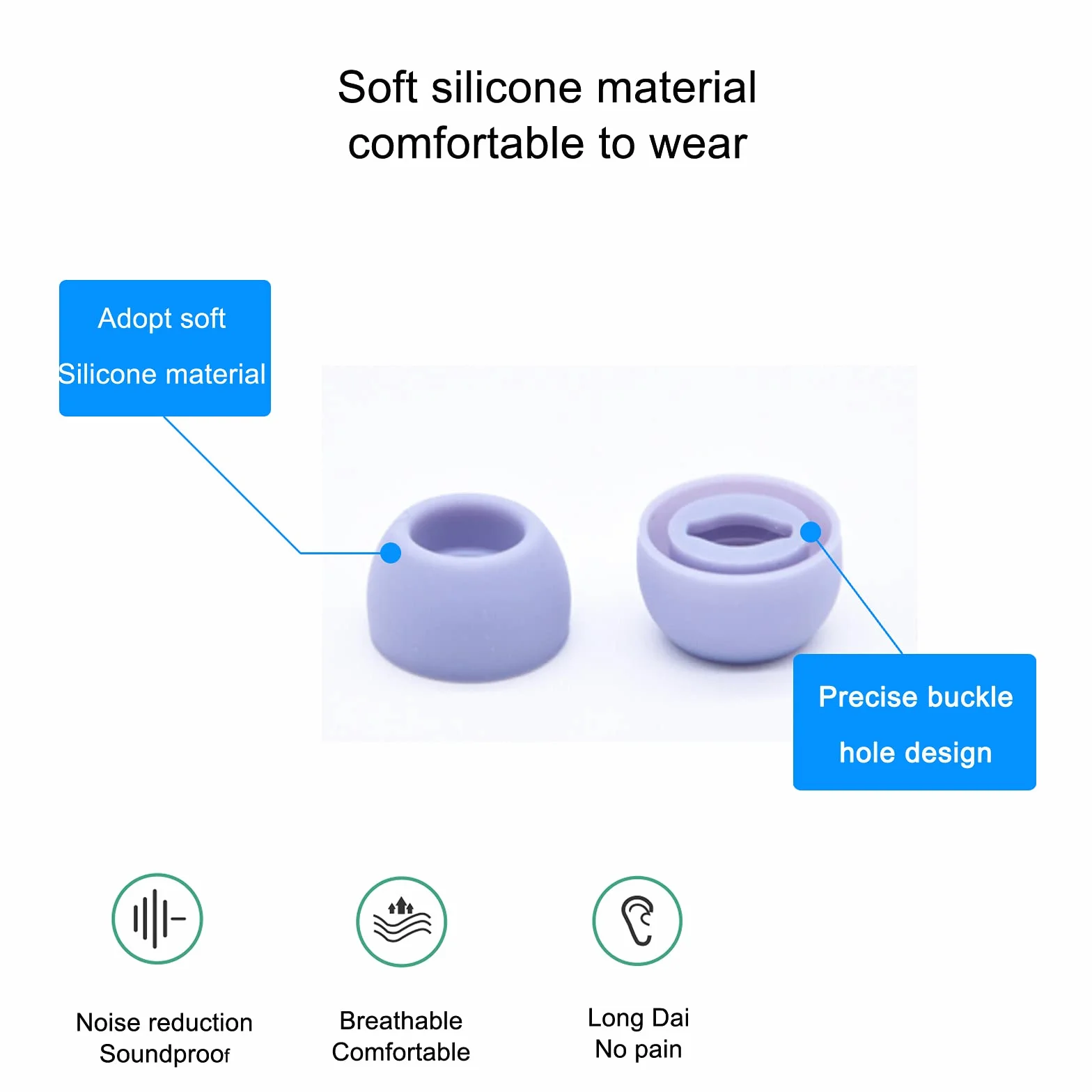 Adhiper Zatyczki do uszu Samsung Galaxy Buds Pro, silikonowe, 3 rozmiary, redukujące hałas, fioletowe