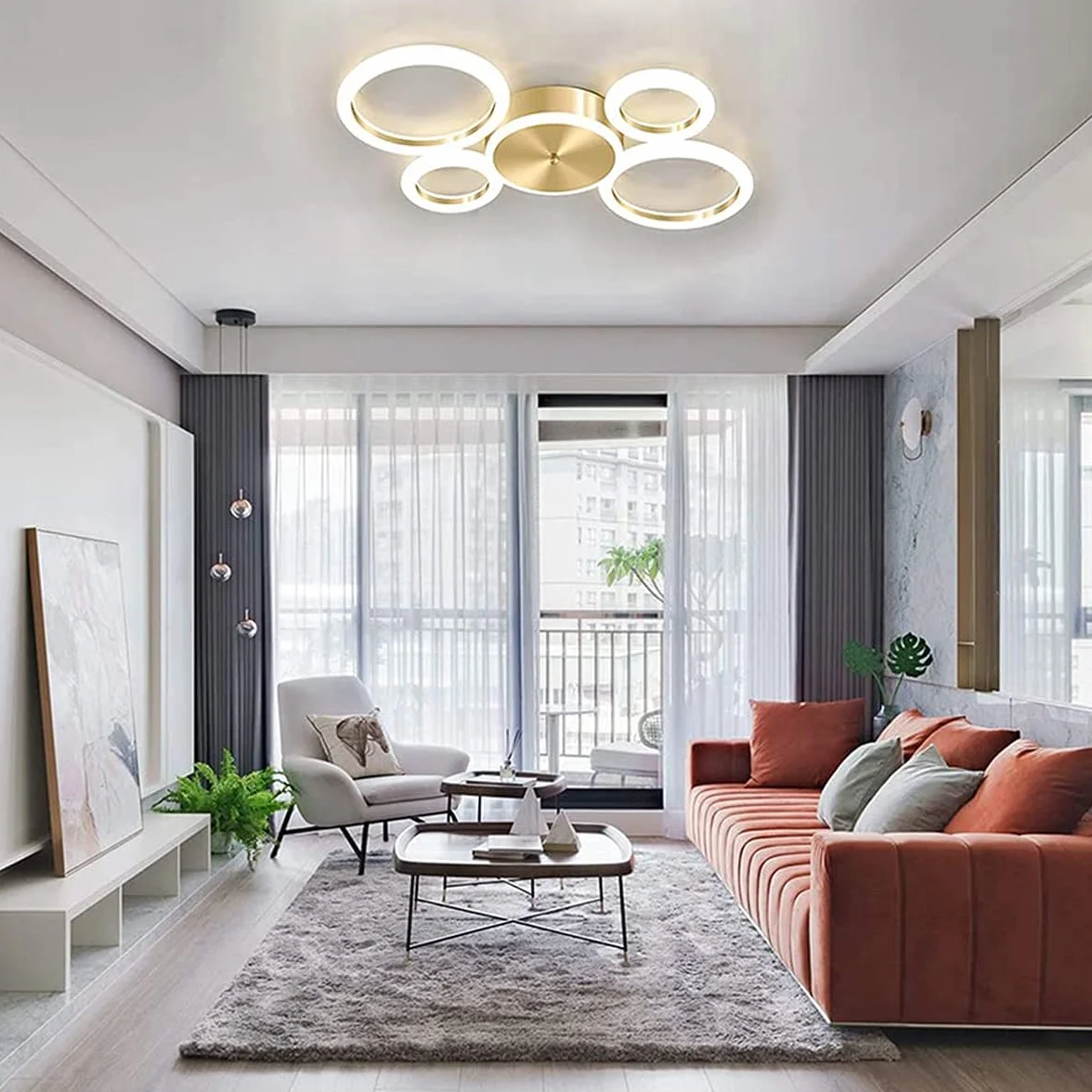 Nowoczesna lampa sufitowa LED do salonu z pilotem ściemniane oświetlenie sypialni lampy sufitowe okrągły pierścień projekt zawieszenie kuchnia restauracja żyrandol metalowy,5 rings