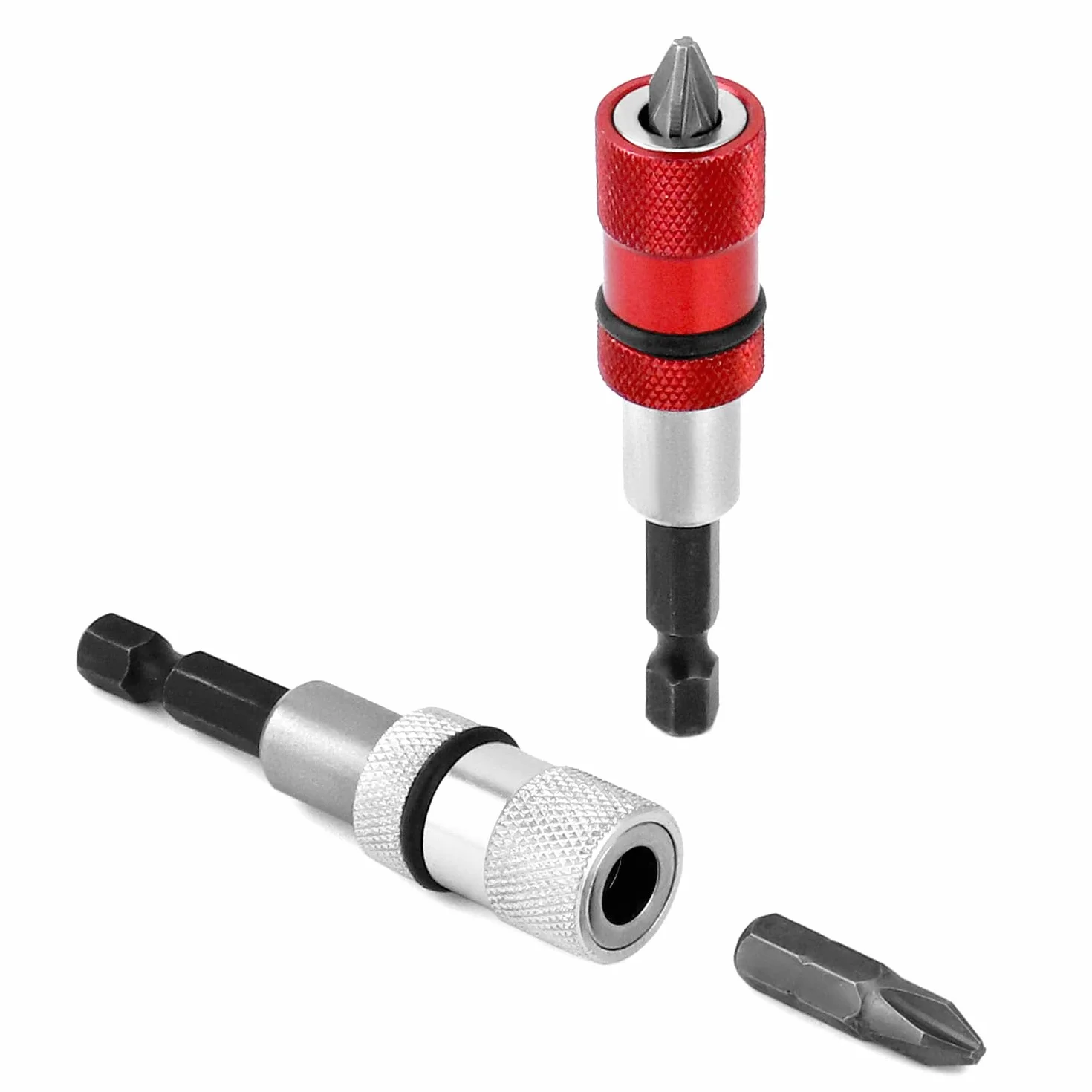 QWORK® 2 szt. Magnetyczny uchwyt na bity uchwyt do szybkiej wymiany bitów z chwytem sześciokątnym 1/4 cala z 2 x wkrętak do płyt gipsowo-kartonowych PH2