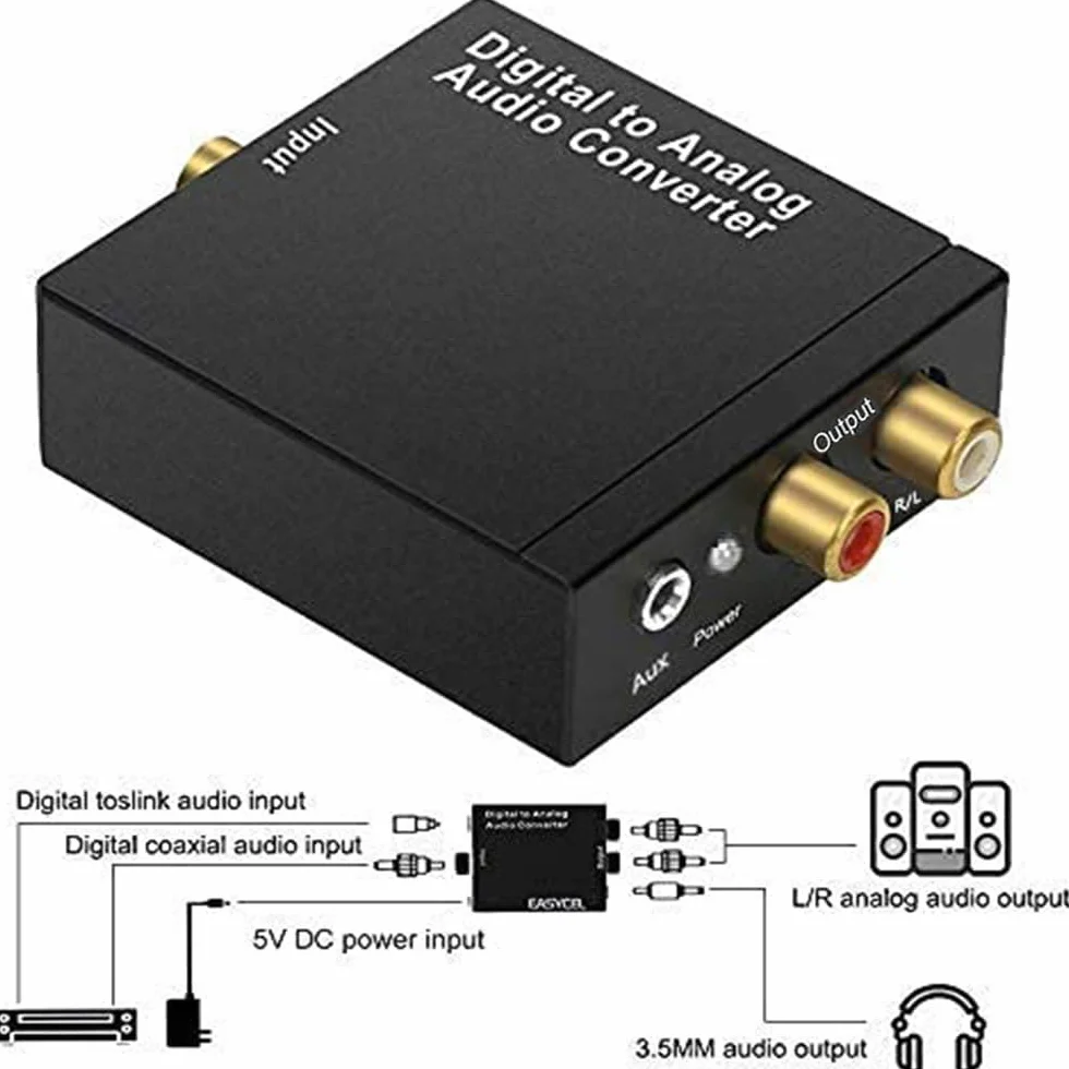 Winkin Konwerter DAC cyfrowy na analogowy konwerter audio USB Hifi zen toslink na analogowe stereo z kablem optycznym PCM/LPCM R/L 3