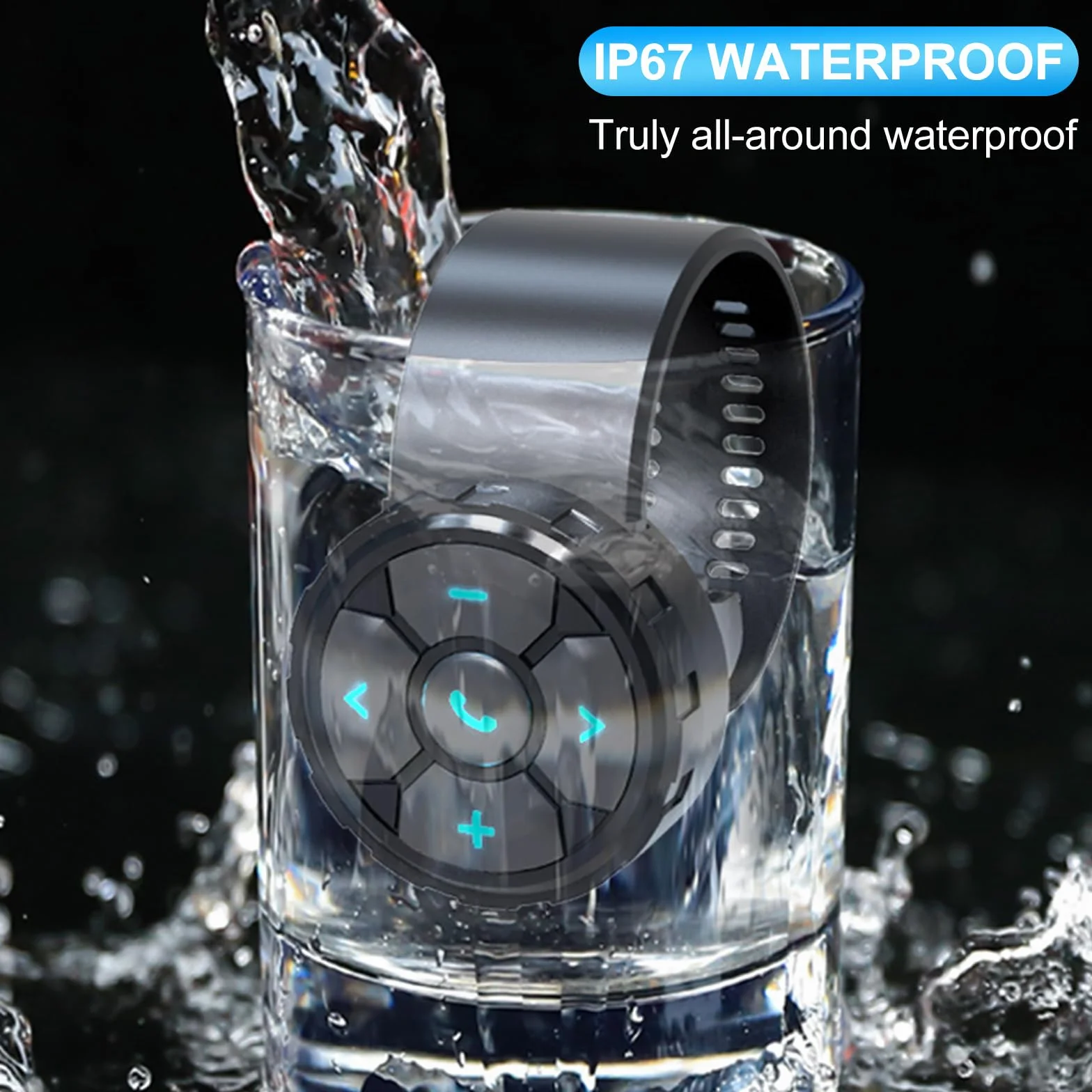 VOBOR Przycisk multimedialny Bluetooth, bezprzewodowy pilot zdalnego sterowania Bluetooth, wodoodporny pasek IP67, kontroler telefonu do motocykla, roweru samochodowego