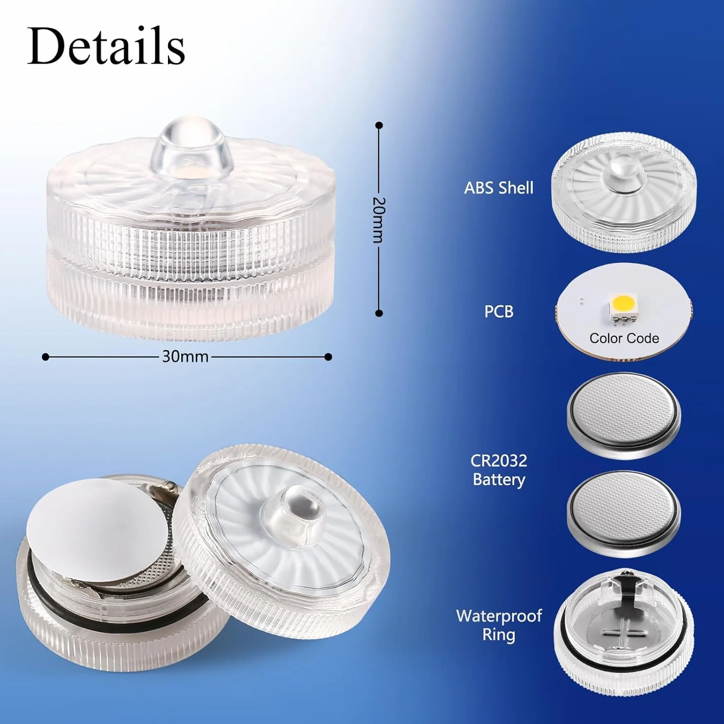 idyllight zanurzeniowe światła LED, 24 sztuki, wodoodporne świeczki typu tealight, zasilane bateryjnie, oświetlenie podwodnego basenu do domu, dekoracji weselnej, ciepła biel