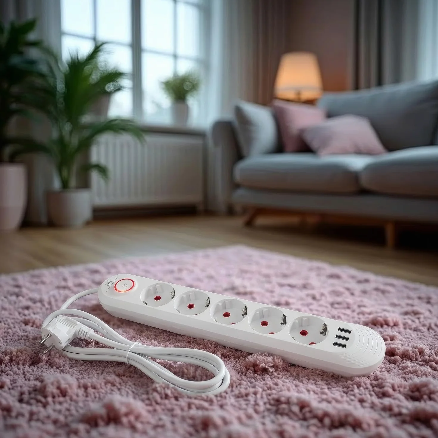 Maclean Listwa zasilająca MCE394/MCE395 2500 W 1,5 m Biały 5 gniazd 3xUSB
