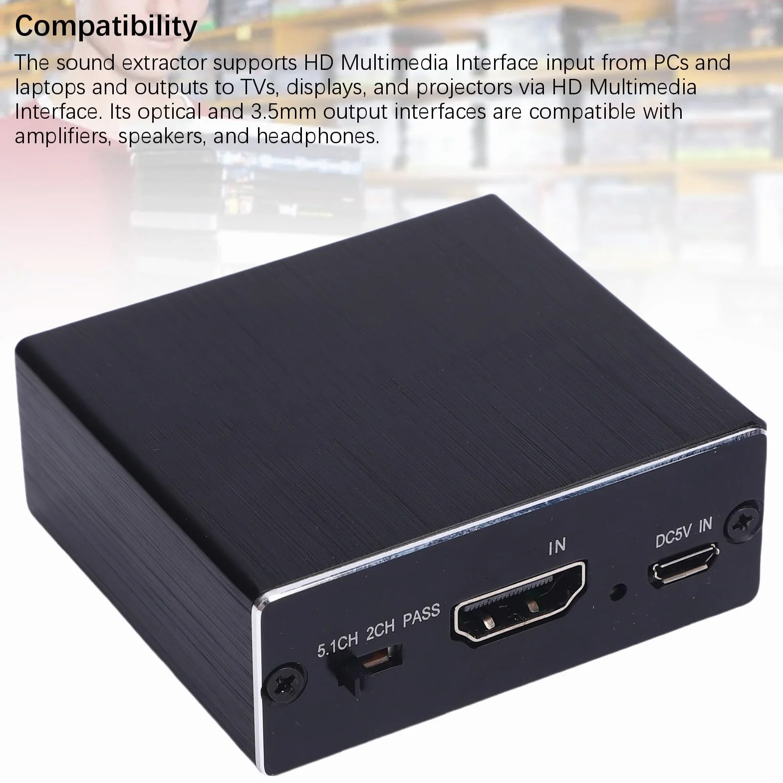 Goshyda HDMI Audio Extractor, 4K HDMI do Optycznego S/PDIF Aux 3,5 Mm Ekstraktor Dźwiękowy Konwerter, obsługę 2.0ch 5.1ch Pass, dla Kina Domowego