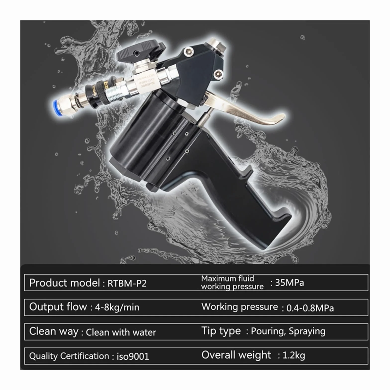 Pistolet do natrysku pianki poliuretanowej P2 Air Purge PU Foaming Injection AB Dwuskładnikowy zestaw pistoletów powłok wysokociśnieniowych Dla początkujących majsterkowiczów