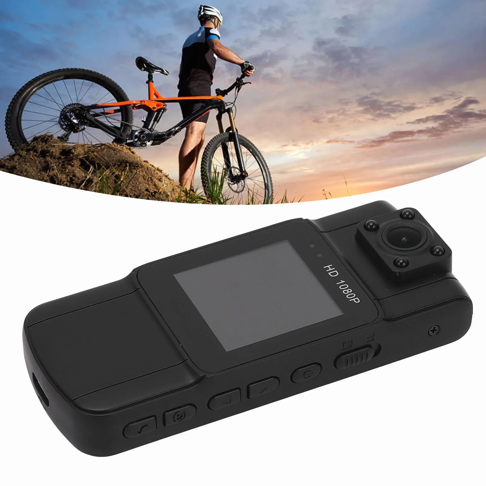 Kamera na Ciele 128 GB z Noktowizorem, Obrotowa Mini Rejestrator Policyjny