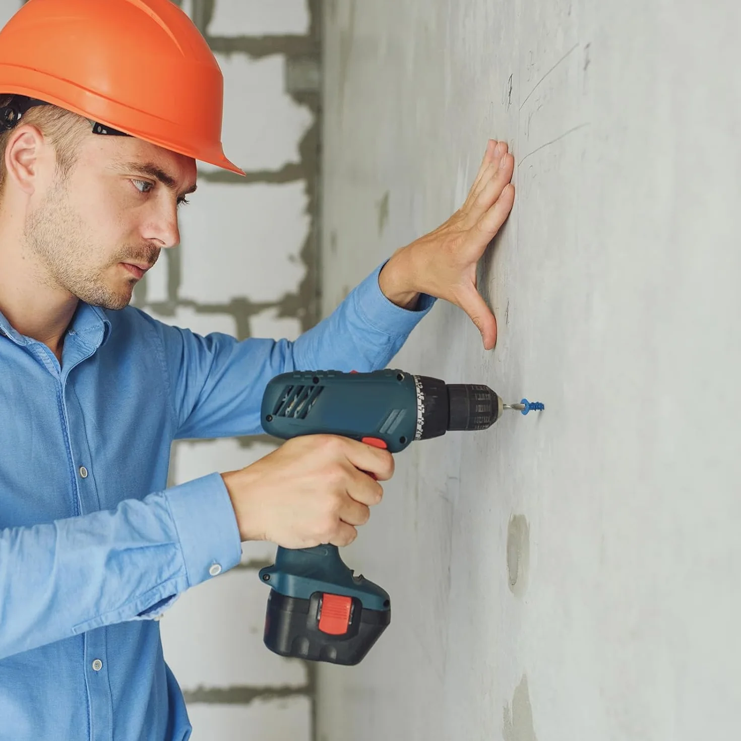 DAYALO Wkręty do betonu z łbem sześciokątnym M6,5 x 83, 30 sztuk, śruba do betonu ocynkowana, z wiertłem i sześciokątnym kluczem nasadowym do muru, betonu, architektury, przemysłu (niebieskie)