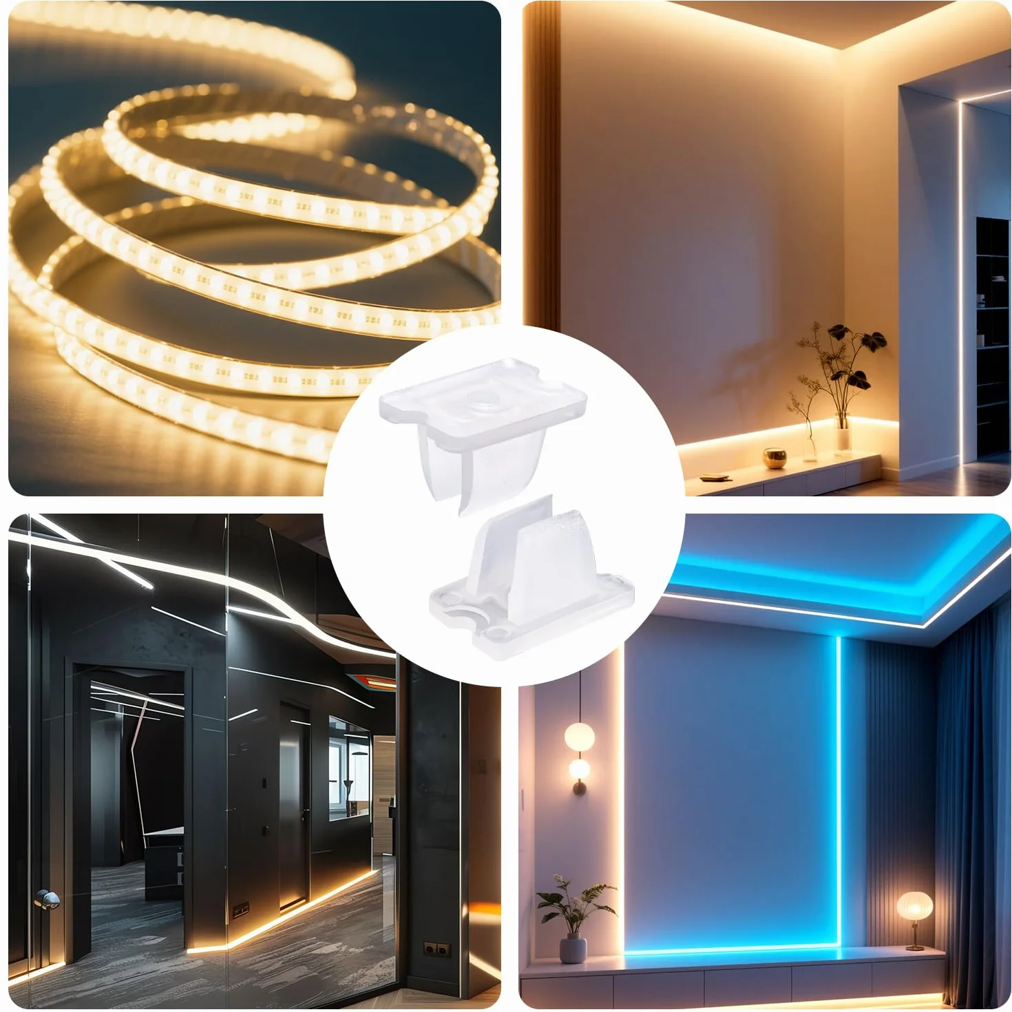 lasuroa 40szt Klipsów Montażowych do Pasków Świetlnych LED, Zaciski Mocujące Śrubami Uchwyty Montażowe Pasków Neonowych i LED Średnicy od 5mm do 6mm Idealne Projektów Oświetleniowych w Domu i DIY