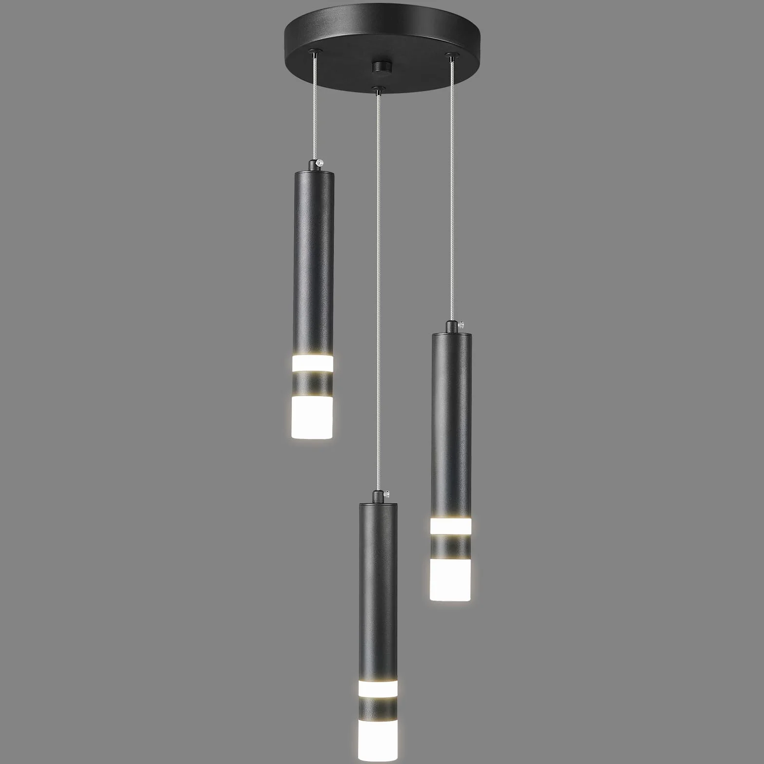Nowoczesna lampa wisząca z regulacją wysokości LED czarna mini lampa wisząca Kücheninsel Schlafzimmer stolik nocny małe lampy wiszące (3-światło)