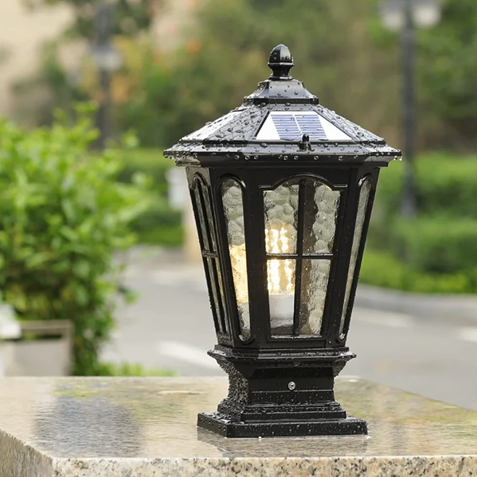 Światła słupkowe na zewnątrz, lampy ogrodowe, oświetlenie tarasu, światła solarne na zewnątrz, solarne lampy słupkowe LED z pilotem zdalnego sterowania, ogrodowe solarne światła ogrodzeniowe, wodoodporna, krajobrazowa lampa słupkowa do drewnianych słupków