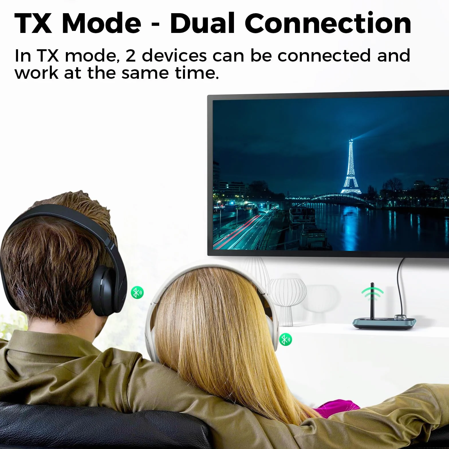Adapter audio Bluetooth 5.0, SOOMFON Bluetooth nadajnik-odbiornik 3-w-1 do telewizora, stereo, słuchawek, głośników - nadajnik-odbiornik Bluetooth z ekranem, 3,5 mm Aux, RCA, kabel optyczny