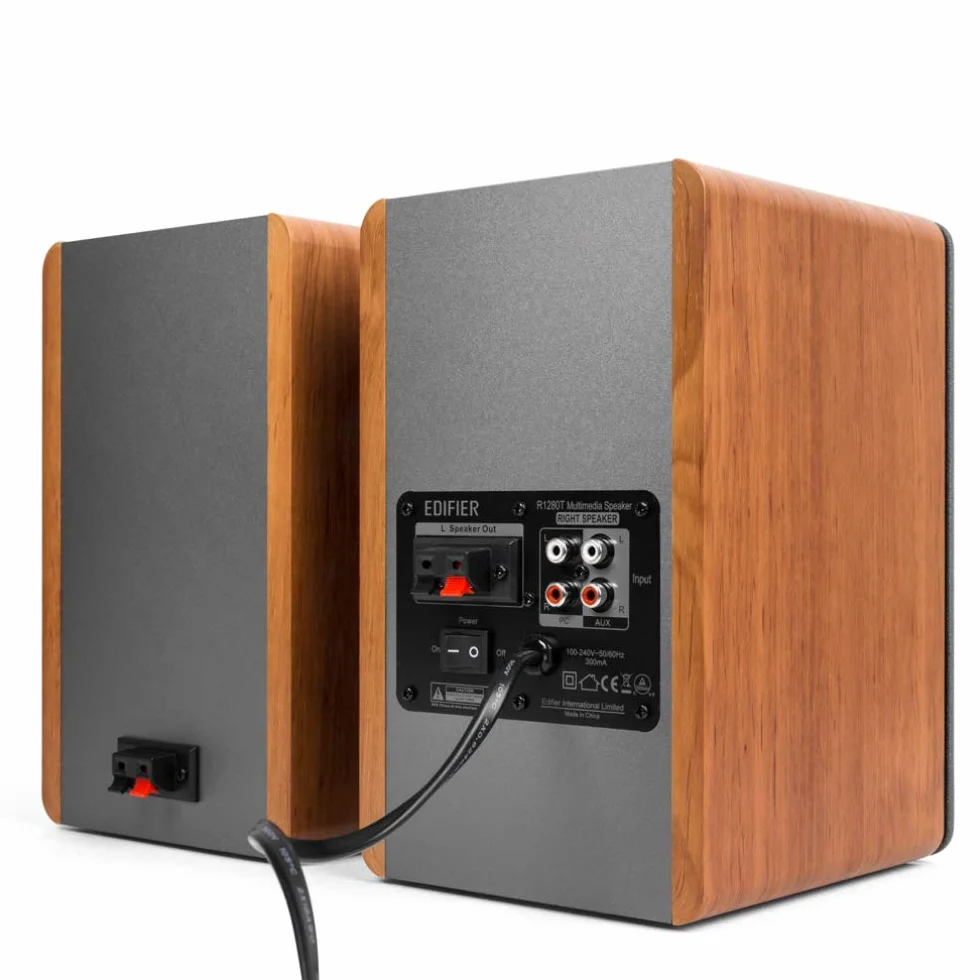 Edifier R1280T Głośniki półkowe z zasilaniem - aktywne monitory bliskiego pola 2.0 - głośnik monitora studyjnego - drewniana obudowa - 42 W RMS