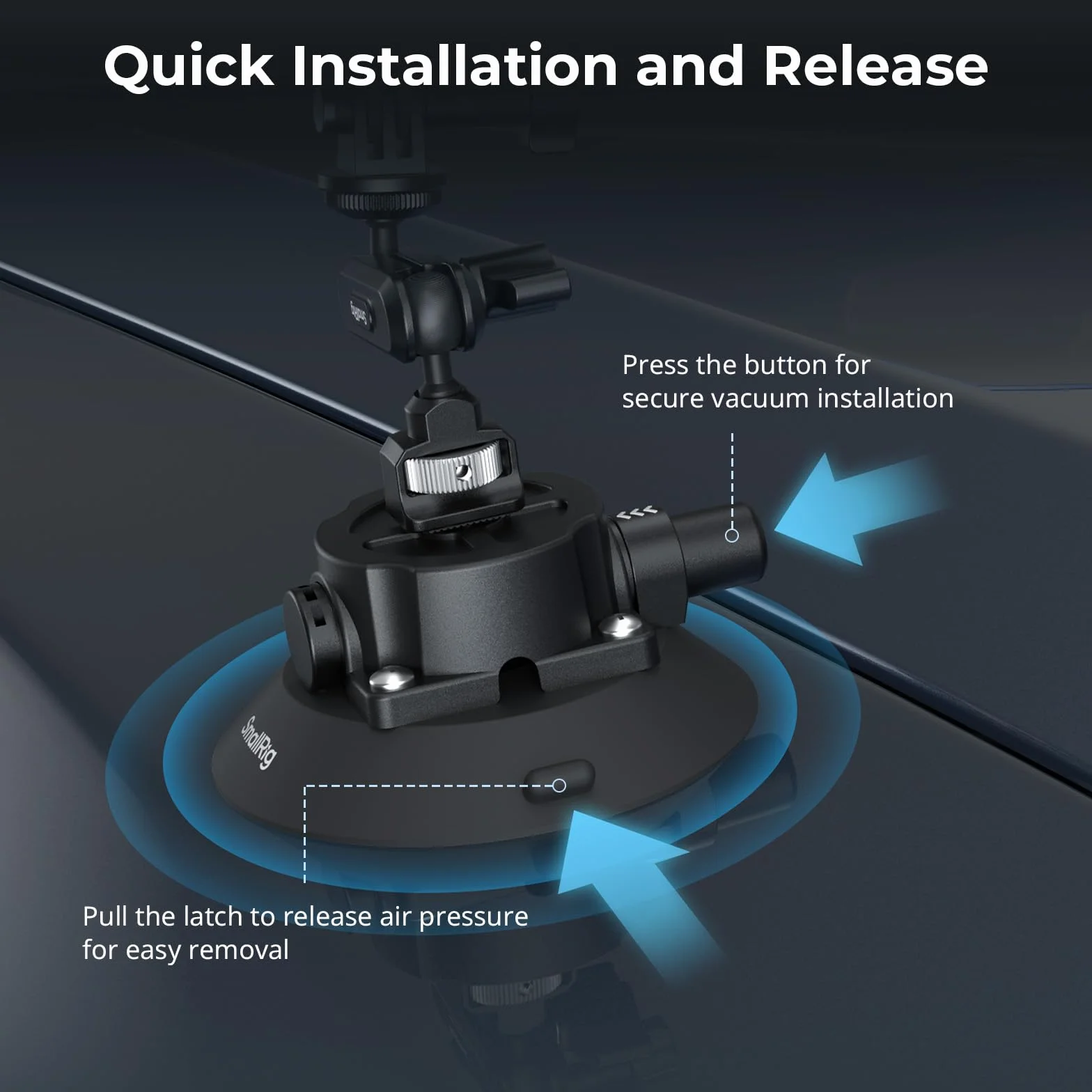 SMALLRIG Uchwyt 4,5" Magic Arm z przyssawką kulową do DJI Osmo Action 5 Pro/4, Insta360 x5, GoPro 13/12, udźwig 1,5 kg