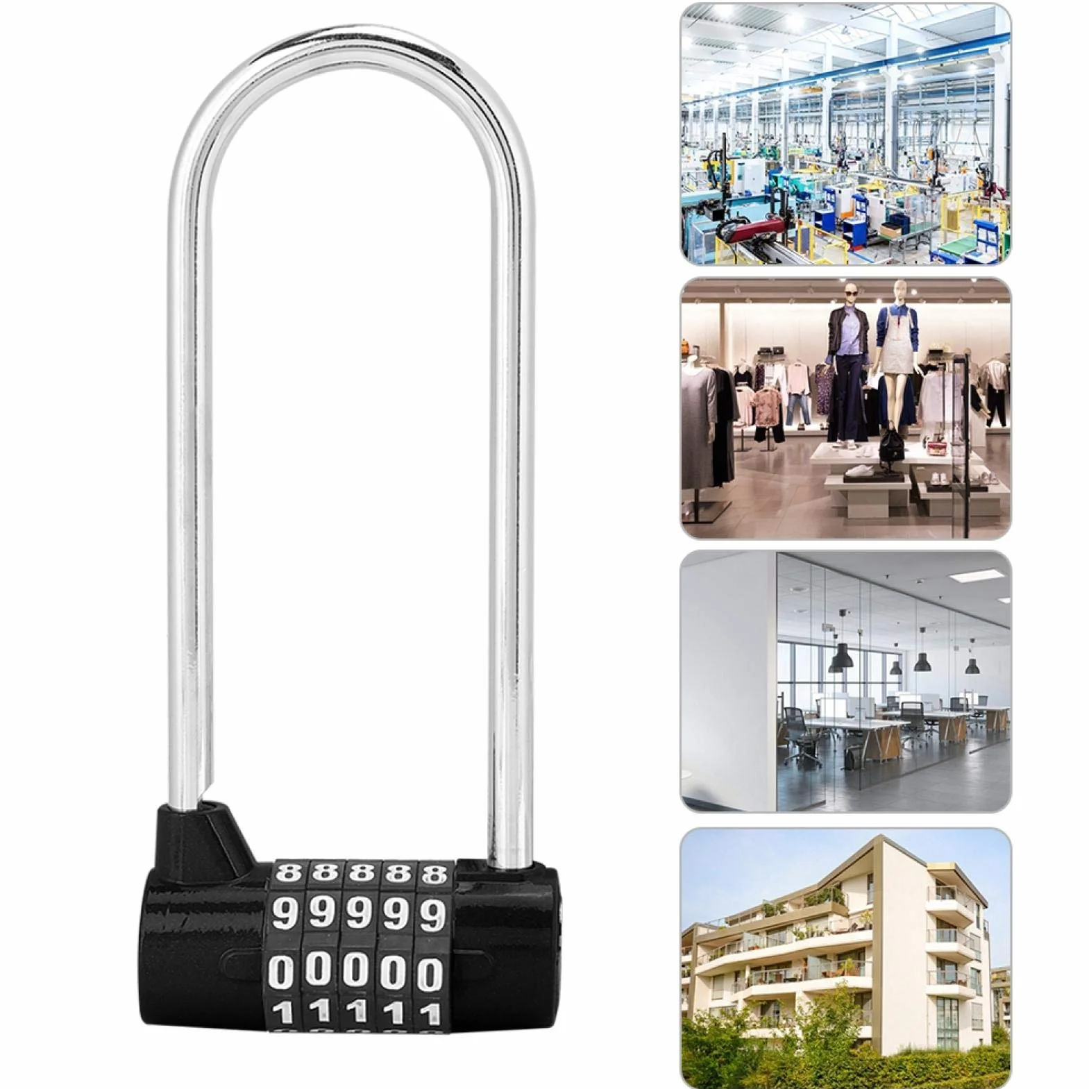 U-Lock, zamek szyfrowy do roweru z 4-cyfrowym kodem blokady bezpieczeństwa roweru do szafki na siłownię, klamka do drzwi szafki szkolnej (czarna)