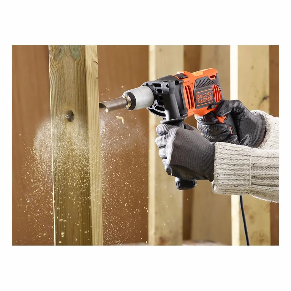 BLACK & DECKER Solidny Taladro percutor 850w, portawiertłos 13mm metal, 0-3.100 rpm, 54.400 ipm. incluye 3 wiertłos (mampostería), 3 wiertłos (drewno dla profesjonalistów i majsterkowiczów 850w 13mm