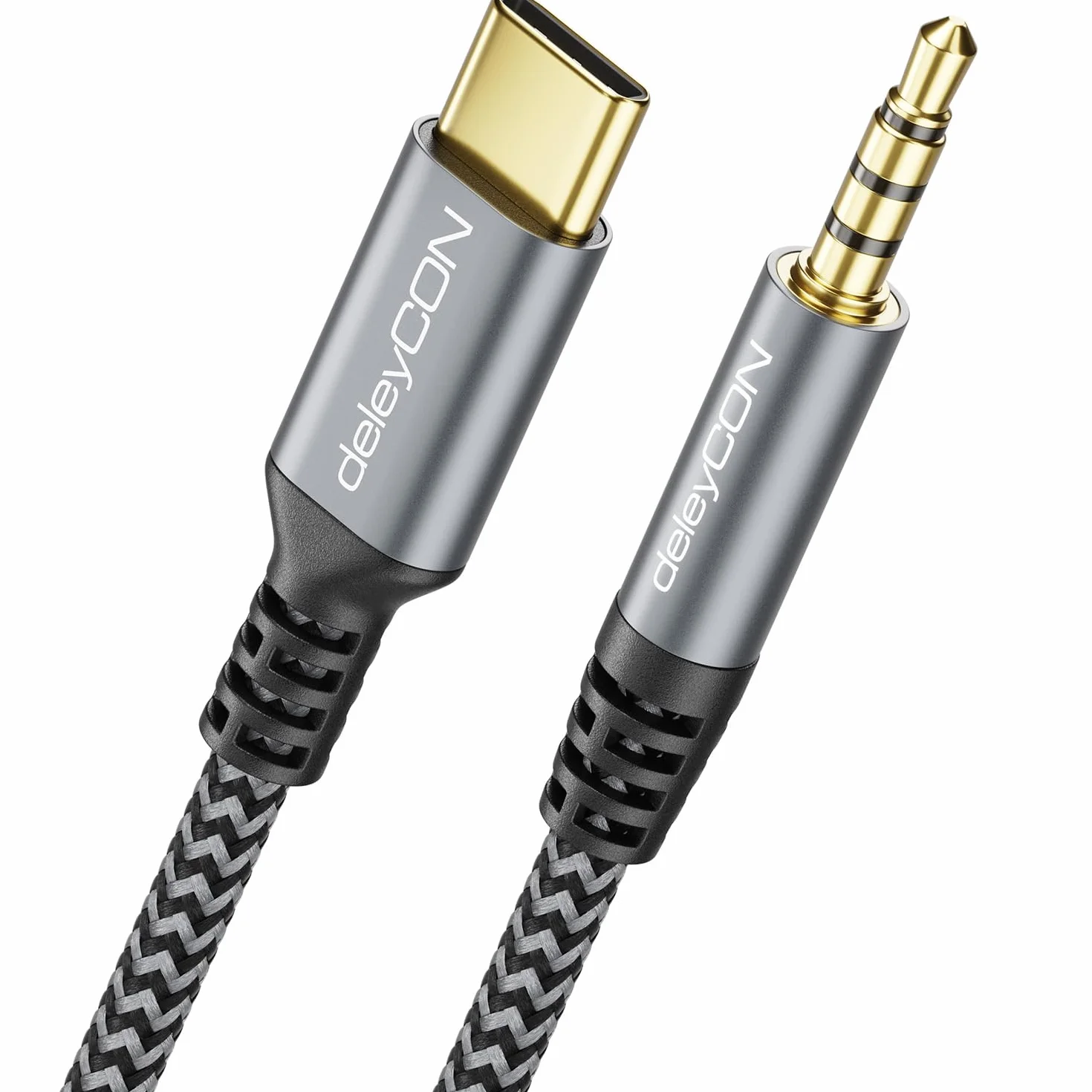 deleyCON 0,5m USB-C na 3,5mm Audio AUX Kabel Adapter - USB Typ-C na Wtyk Klinke do iPhone 17 16 15 iPad Galaxy S25 S24 A16 A56