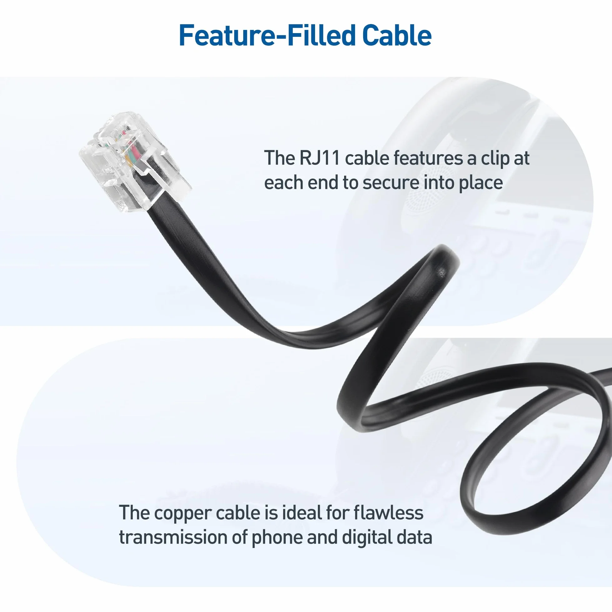 Cable Matters 2-Pack, RJ11 Kabel w kolorze czarnym - 2m