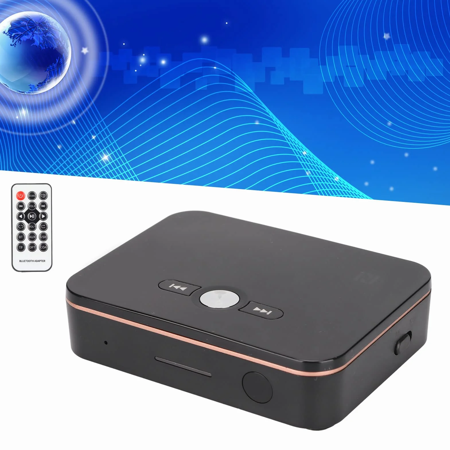 ciciglow Odbiornik Bluetooth M8 5.0, cyfrowy wyświetlacz, adapter Bluetooth z niskim opóźnieniem, wbudowany akumulator 500 mAh, cyfrowe włókno szklane, koaksjalny, ulepszenie funkcji NFC