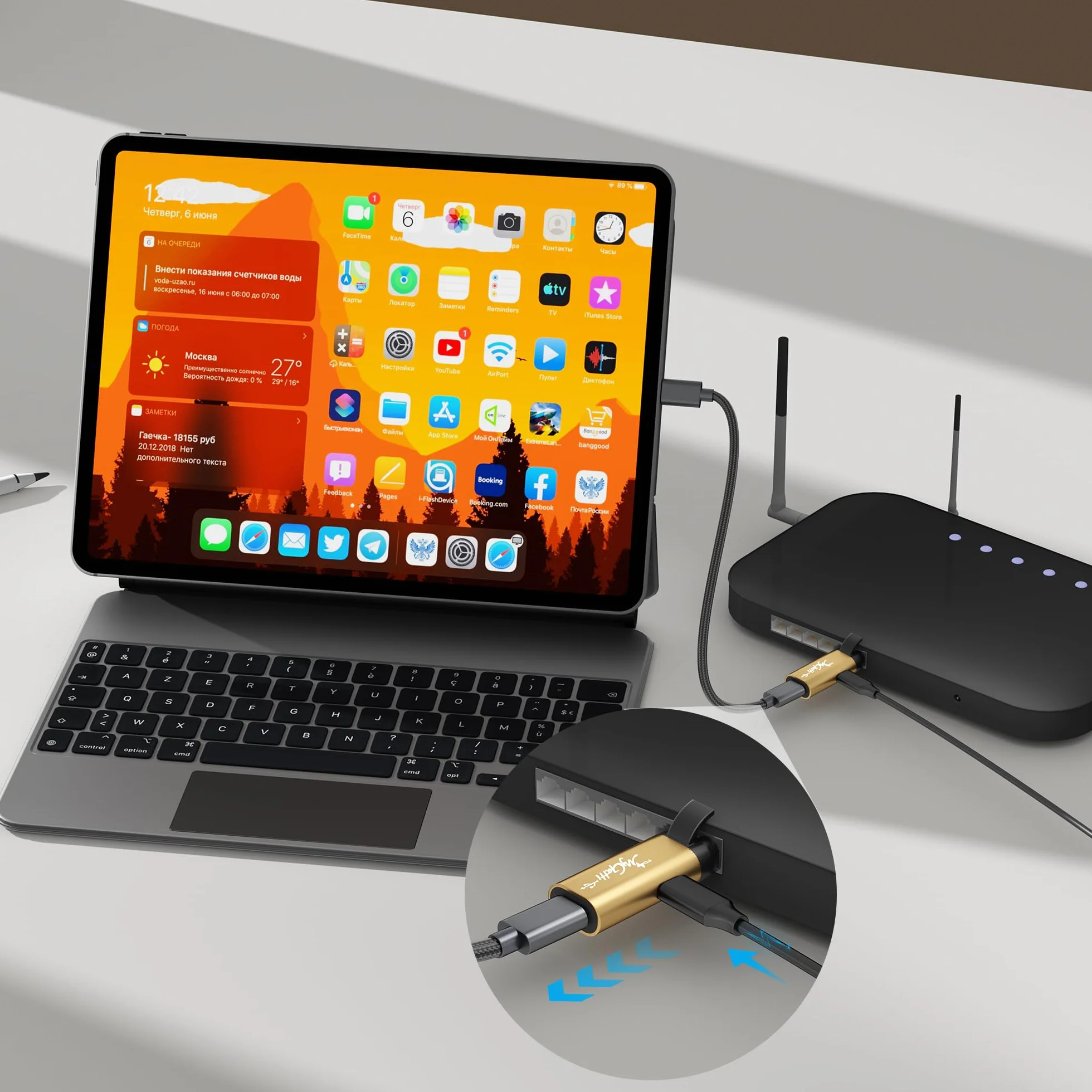Adapter USB C na Ethernet PD 100 W RJ45 1 Gbit/s