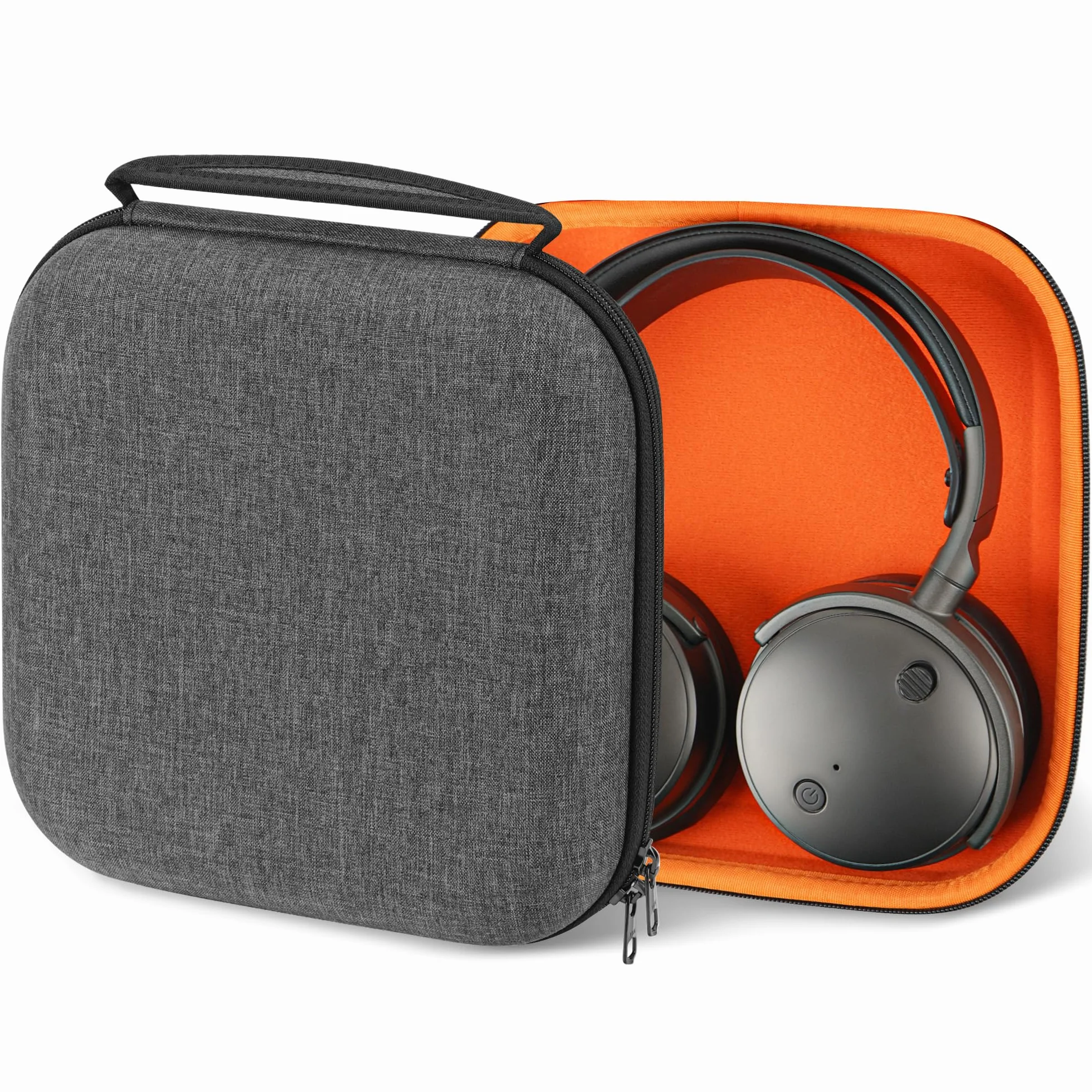Geekria Etui ochronne na słuchawki nauszne, zapasowa twarda torba podróżna z miejscem na przechowywanie kabli, kompatybilne z Audeze Maxwell, Soundcore SpaceOnePro, SONY WH-1000XM5 (ciemnoszary)