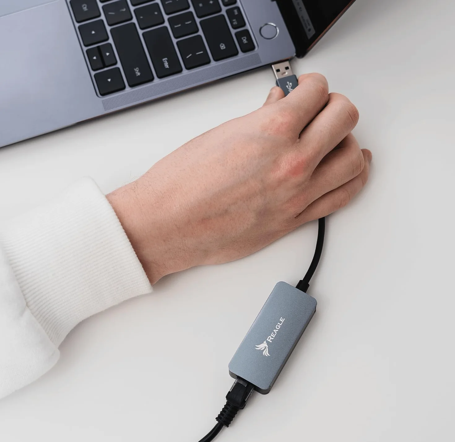 Reagle Adapter Ethernet USB A na RJ45 2,5G 2500 Mbps Karta Sieciowa LAN USB 3.2 Gen 1 Aluminiowa Obudowa