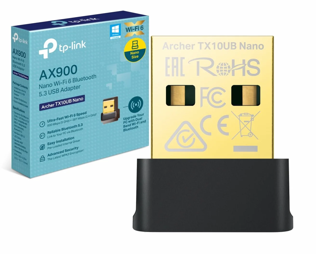 TP-Link Archer TX10UB Nano WLAN adapter do PC, Wi-Fi 6 AX900, Dual Band, Bluetooth 5.3, MU-MIMO