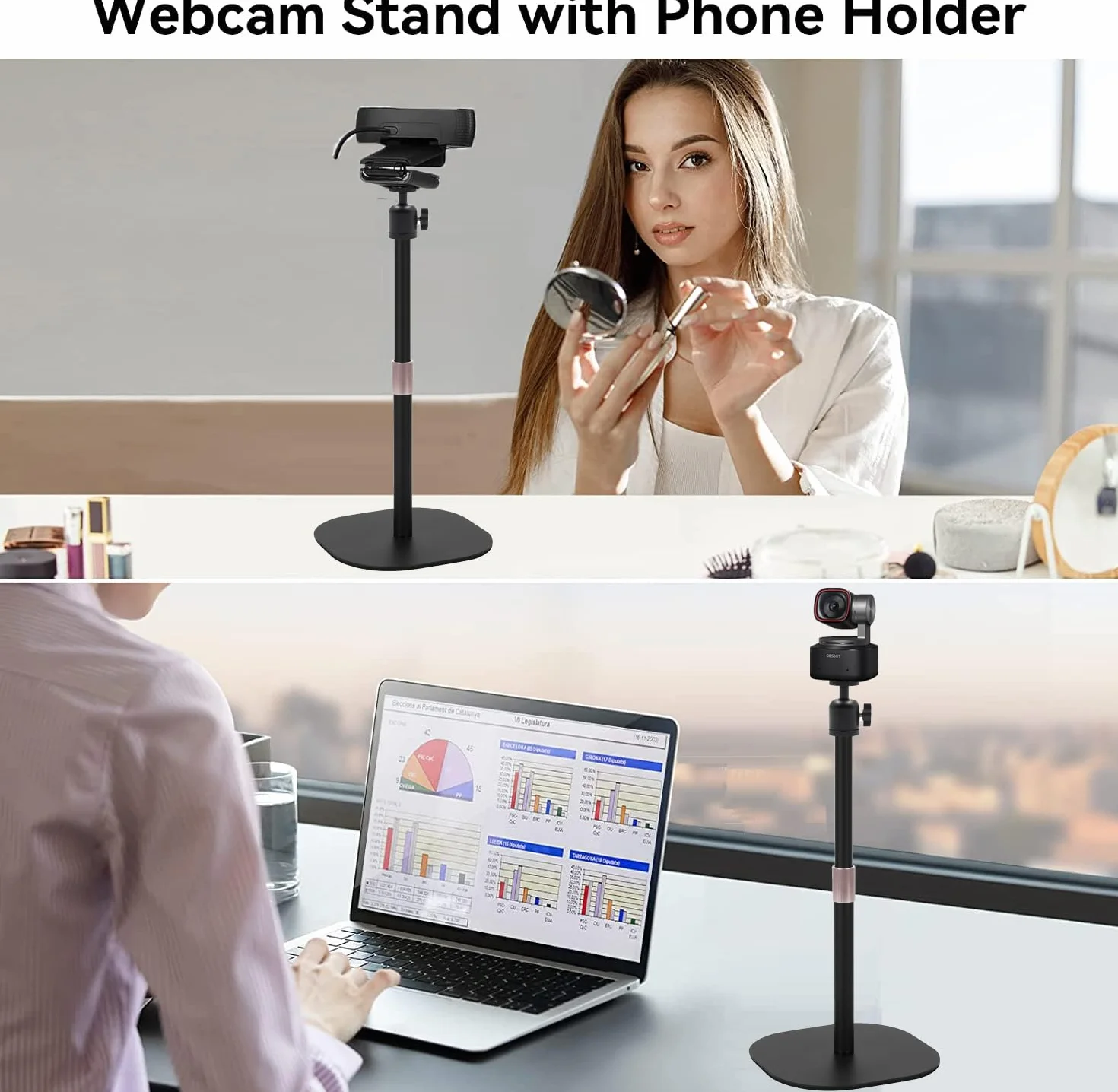 Wytrzymały stojak na kamerę internetową, 45 cm stojak na statyw do kamery internetowej kompatybilny z OBSBOT Tiny 2/Tiny SE 1080P/Meet/Meet 2 kamery internetowe