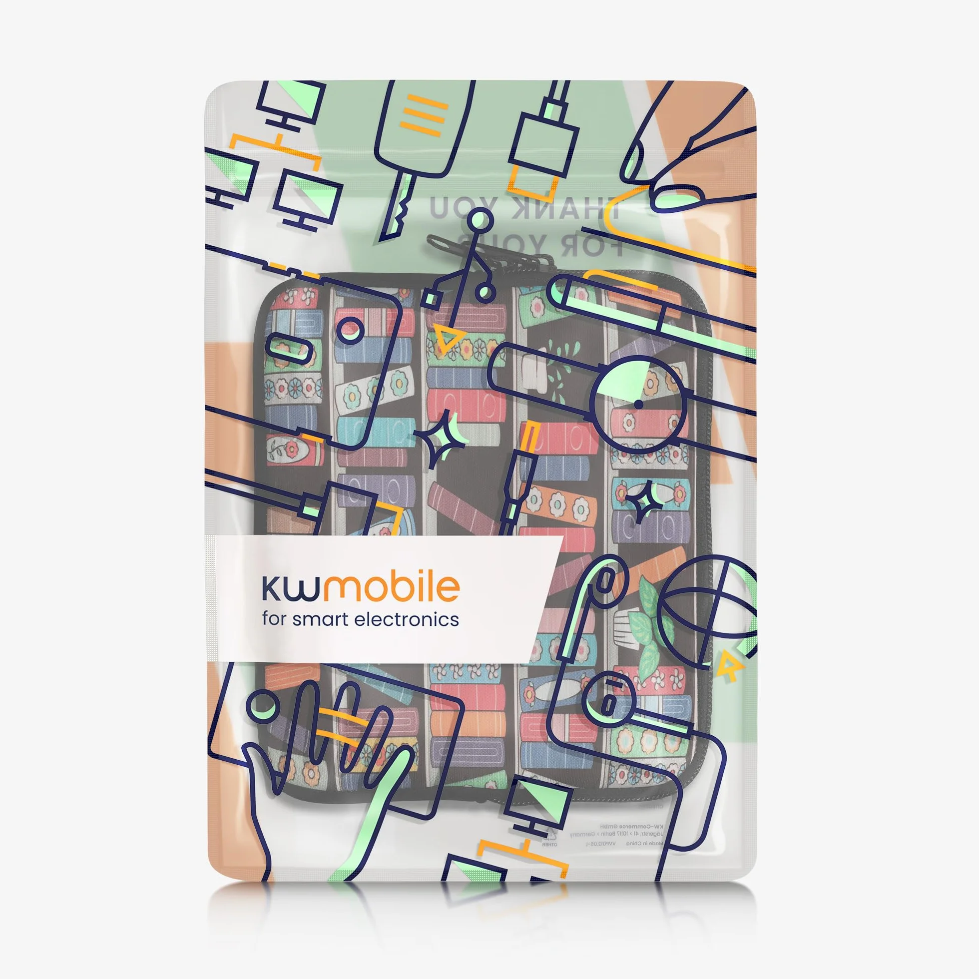 kwmobile Uniwersalny pokrowiec na czytnik e-booków etui neoprenowe niebieski/zielony/różowy
