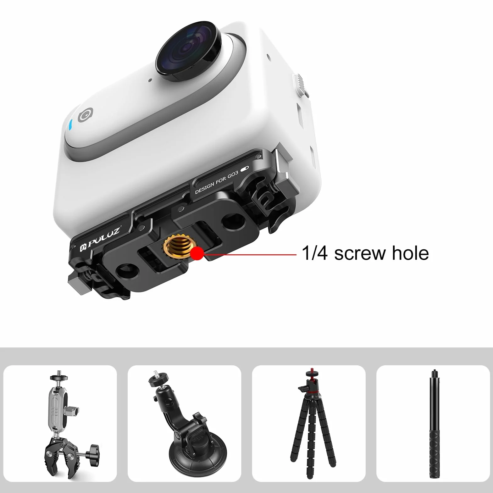 PULUZ Szybkozłączka do Insta360 GO 3S, magnetyczny stojak składany z gwintem 1/4