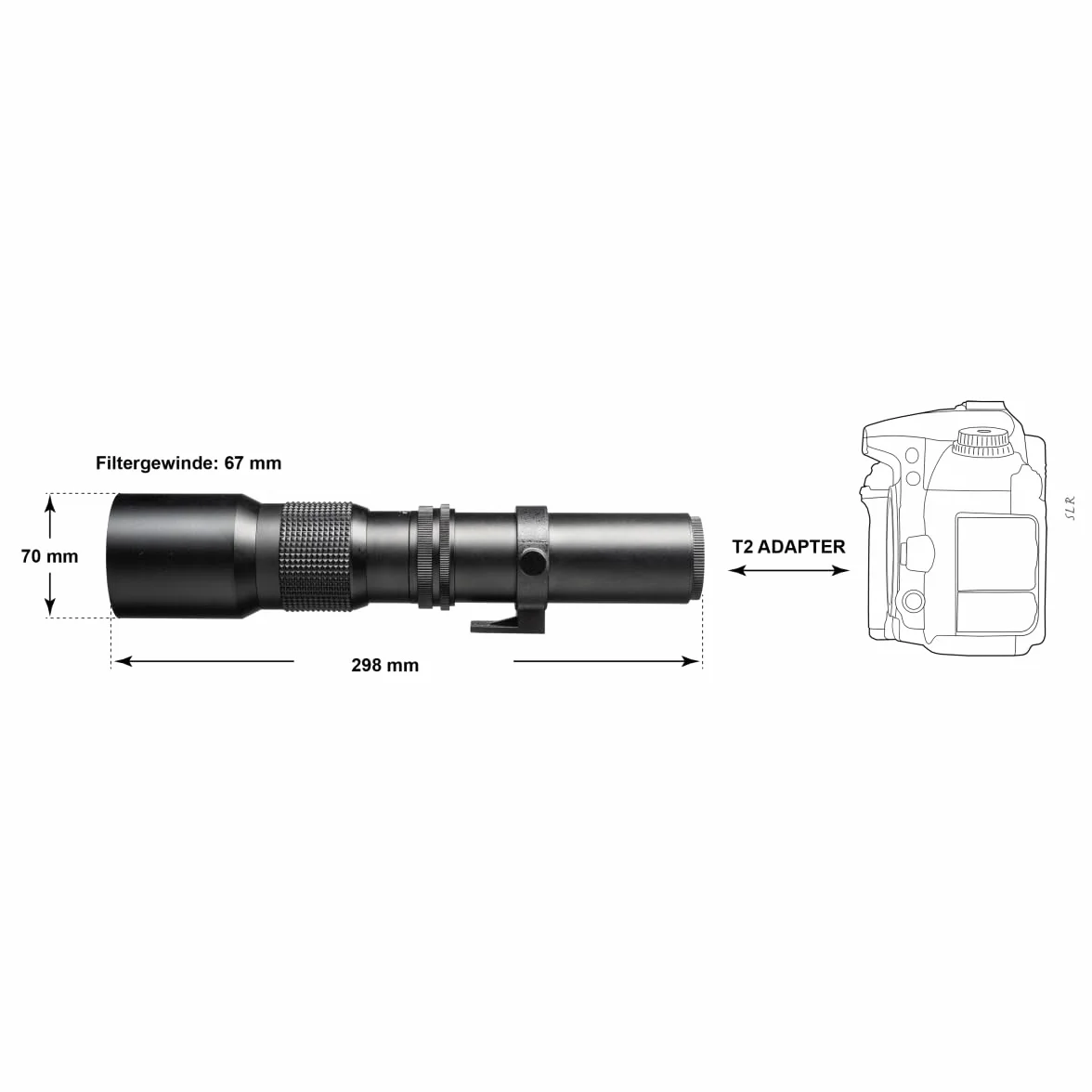 Walimex pro 500mm f/8 Teleobiektyw stałoogniskowy do Sony E, kompatybilny z DSLR APS-C i pełną klatką, obiektyw manualny z mocowaniem statywowym i wbudowaną przysłoną
