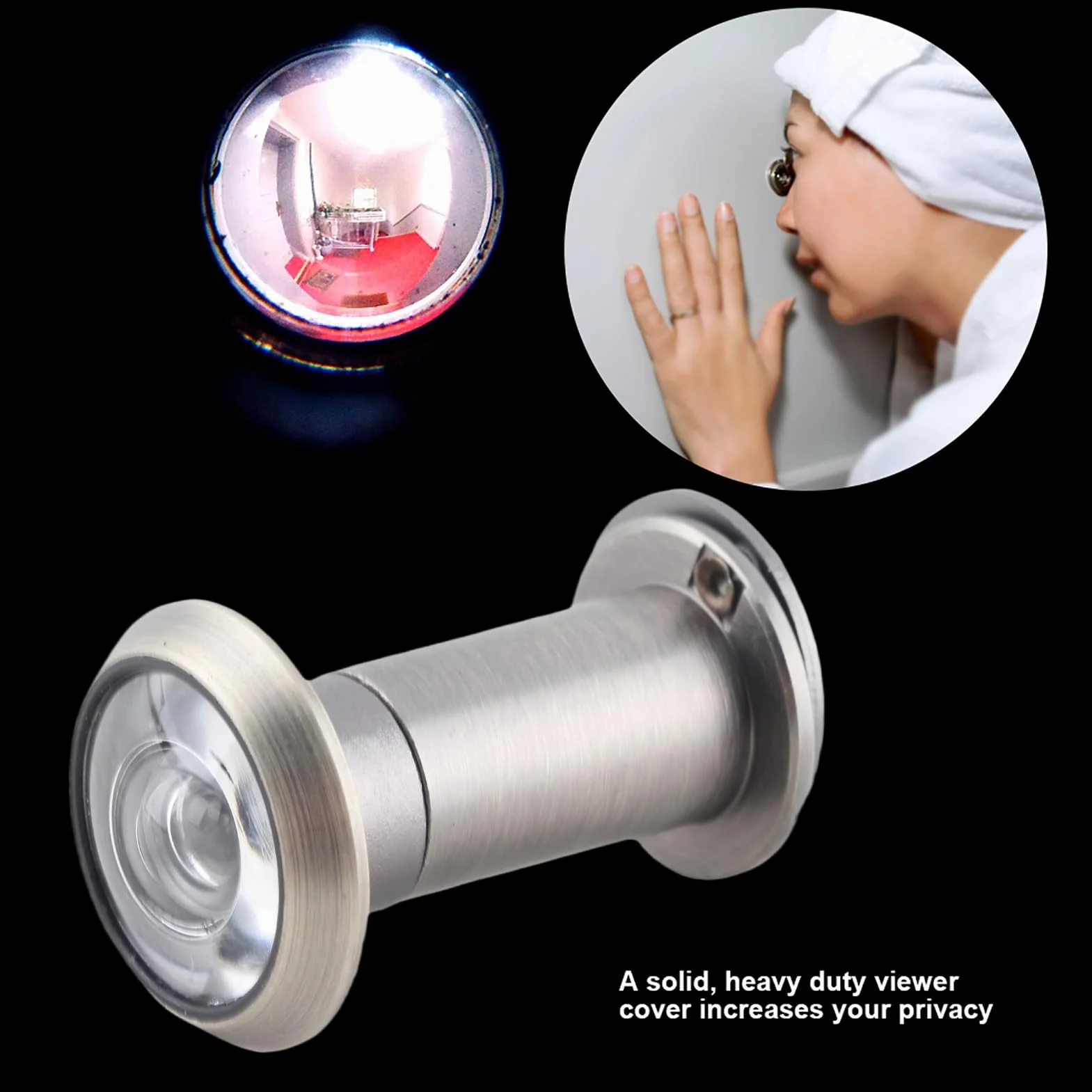 Wizjer do drzwi Security Peephole Szkło optyczne Szeroki kąt 200 stopni z ekranem prywatności (zielony brąz)