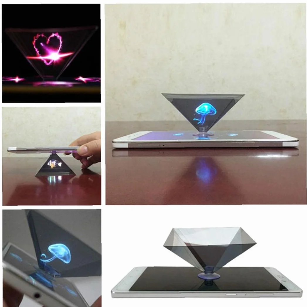 3D Hologram Piramida Wyświetlacz Projektor Smartfon Stojak Wideo Uchwyt na Telefon 2 szt.