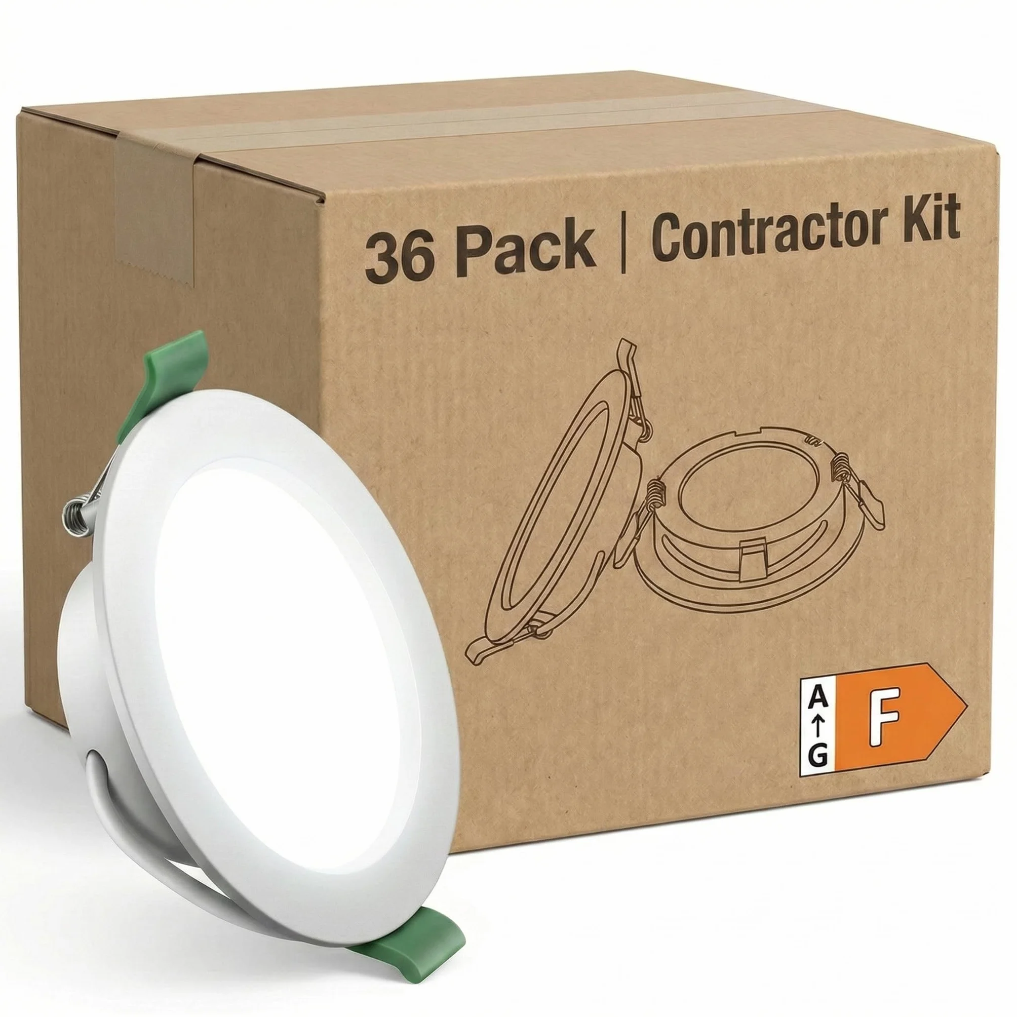 Zestaw 36 Oczka Sufitowe LED Wpustowe, 4W (Zamiast 35W) 6000K Zimna Biel, Płaskie 28mm, Otwór Ø 75-80mm, 339lm, Bez Migotania, Oprawy Punktowe do Sufitu Podwieszanego, Biura, Reflektor