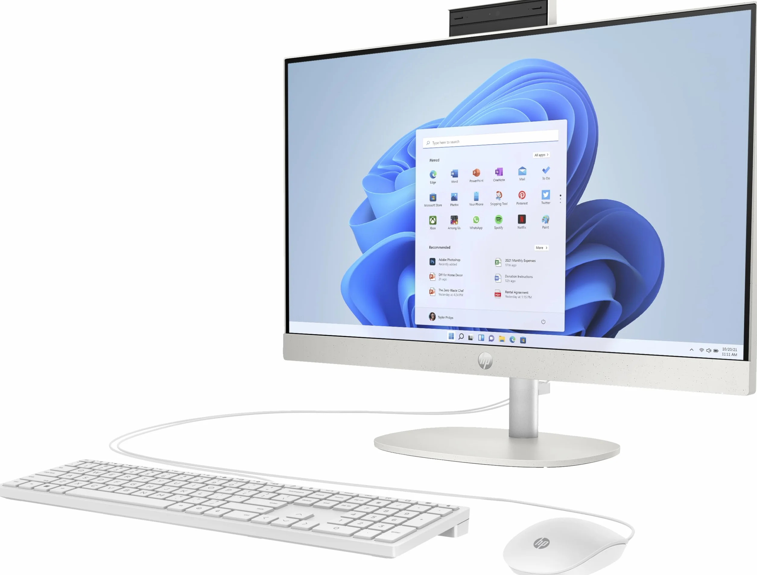 HP All-in-One PC, ekran dotykowy FHD 23,8", AMD Ryzen 5 7520U, 16 GB DDR4 RAM, 512 GB SSD, karta graficzna AMD Radeon, Windows 11 Home, QWERTZ, biały