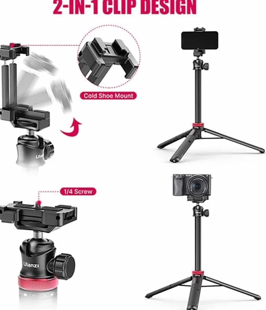 ULANZI Statyw do telefonu MT-44 149.9 cm Selfie Stick 2 w 1 z klipsem i głowicą kulową 360°