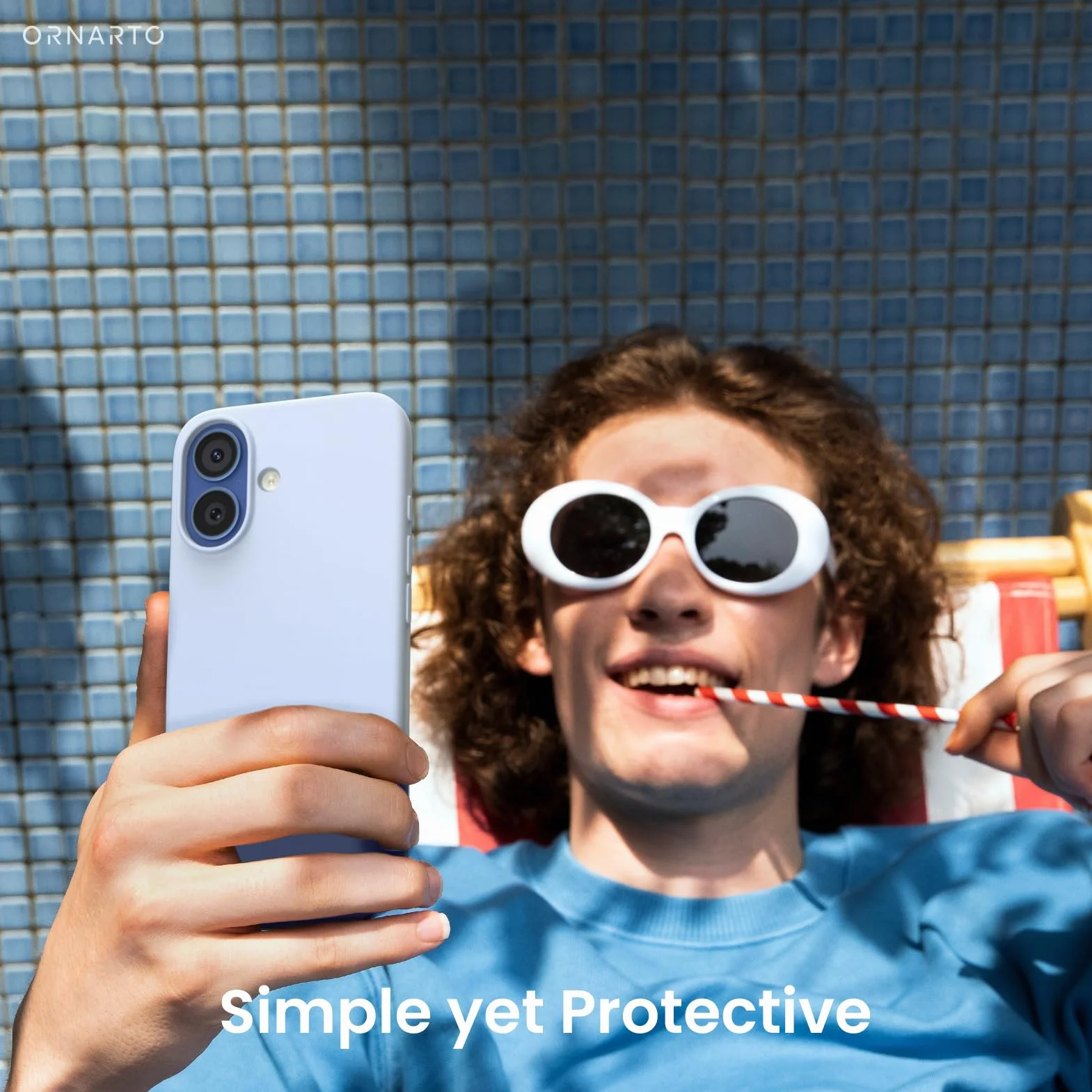 ORNARTO Etui na iPhone 17, Silikonowe 6,3 cala, cienka osłona na iPhone 17 z płynnego silikonu, odporna na zarysowania i wstrząsy osłona na iPhone 17 (2025) - Niebieski dziecięcy