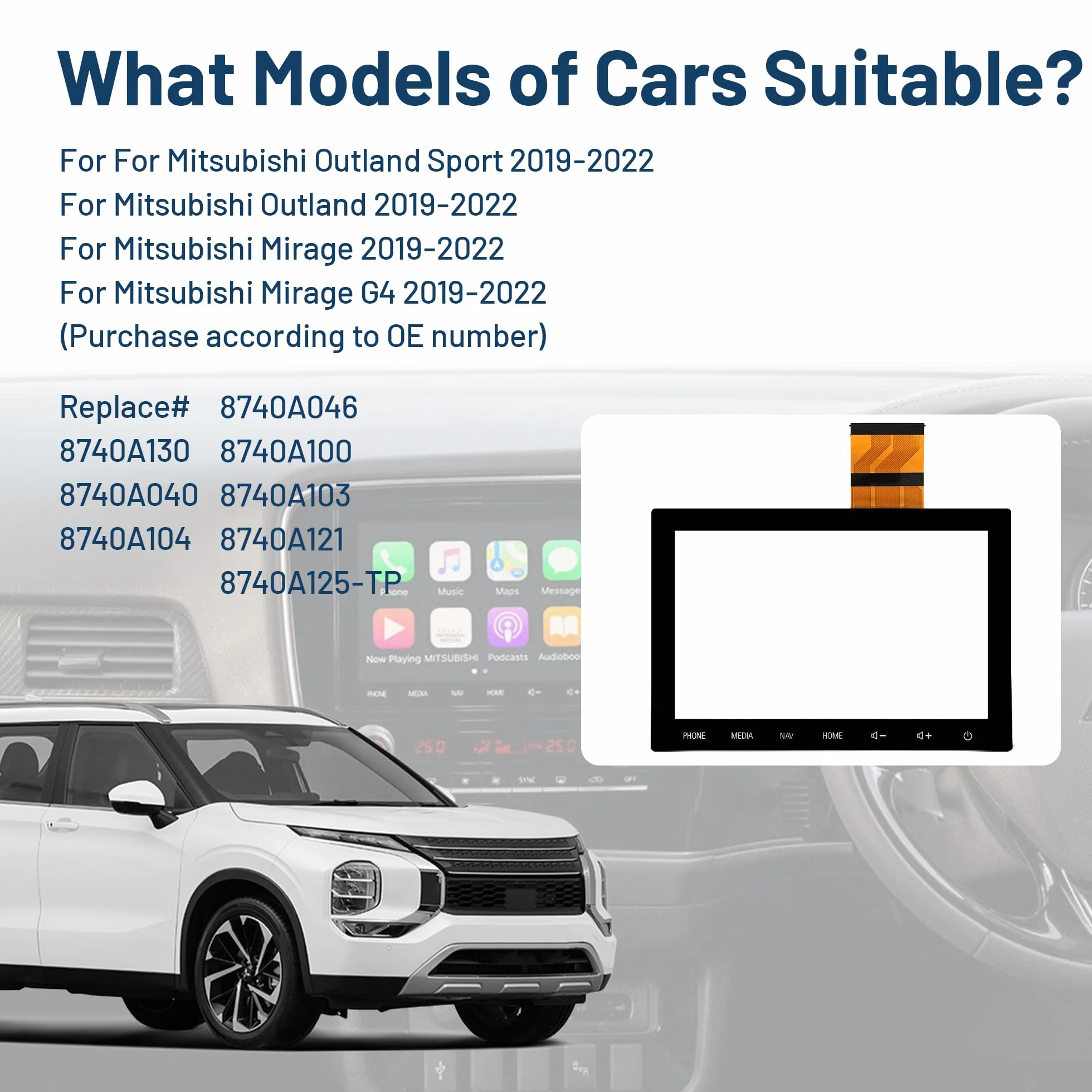8-calowy ekran dotykowy szklany Digitizer do Mitsubishi Outlander 2019-2022 radio samochodowe NAV monitor LCD