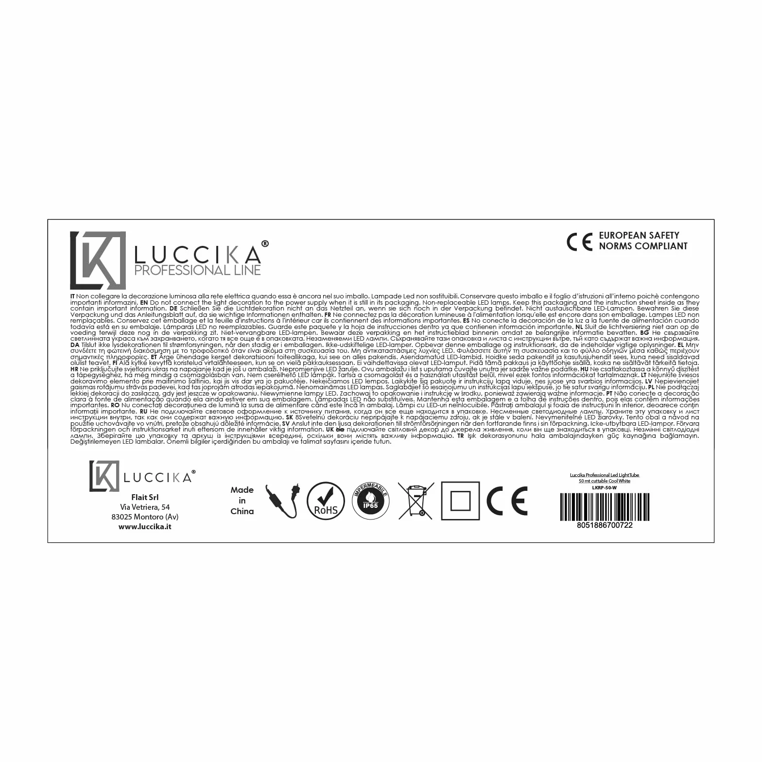 Profesjonalna rura świetlna LED 50 metrów do cięcia (biały lód)