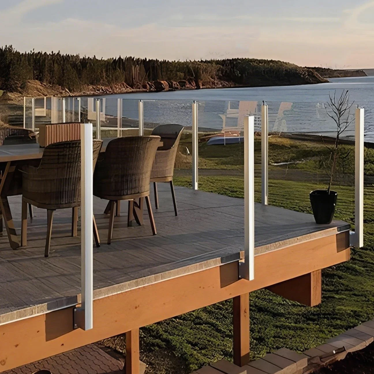 Oude's Czop balustradowy ze szkła hartowanego, 10 mm, boczne panele balustradowe, końcowy/środkowy/narożny słupek do komercyjnego krajobrazu, tarasu, schodów, 71 cm, lewy słupek