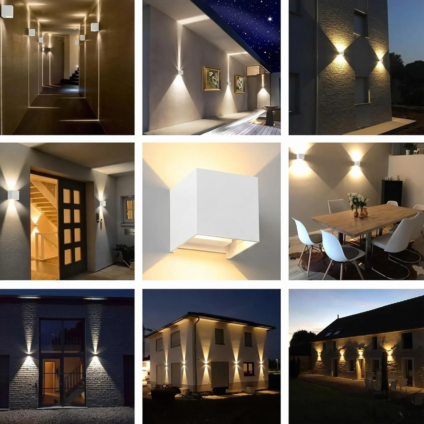 Kinkiety Zewnętrzne LED 12W, IP65 Wodoodporne Lampa ścienna, Canmeijia, Regulowana Aluminiowa Biały Lampa ścienna, 3000k Ciepłe światło Do Ogrodu, łazienki, Sypialni, Salonu (2 Paczki)