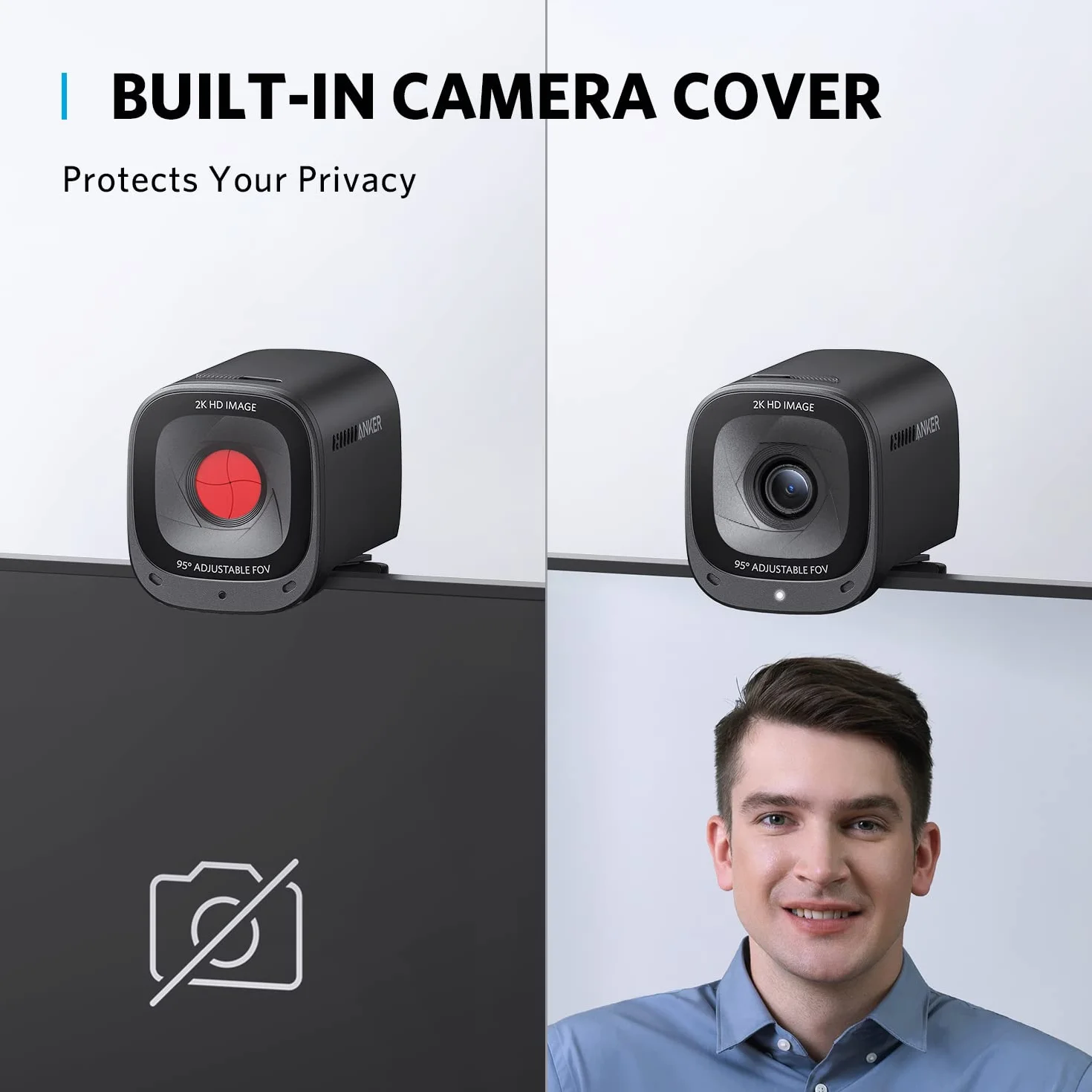 Anker PowerConf C200 kamera 2K AI redukcja szumów mikrofony stereo regulowane pole widzenia