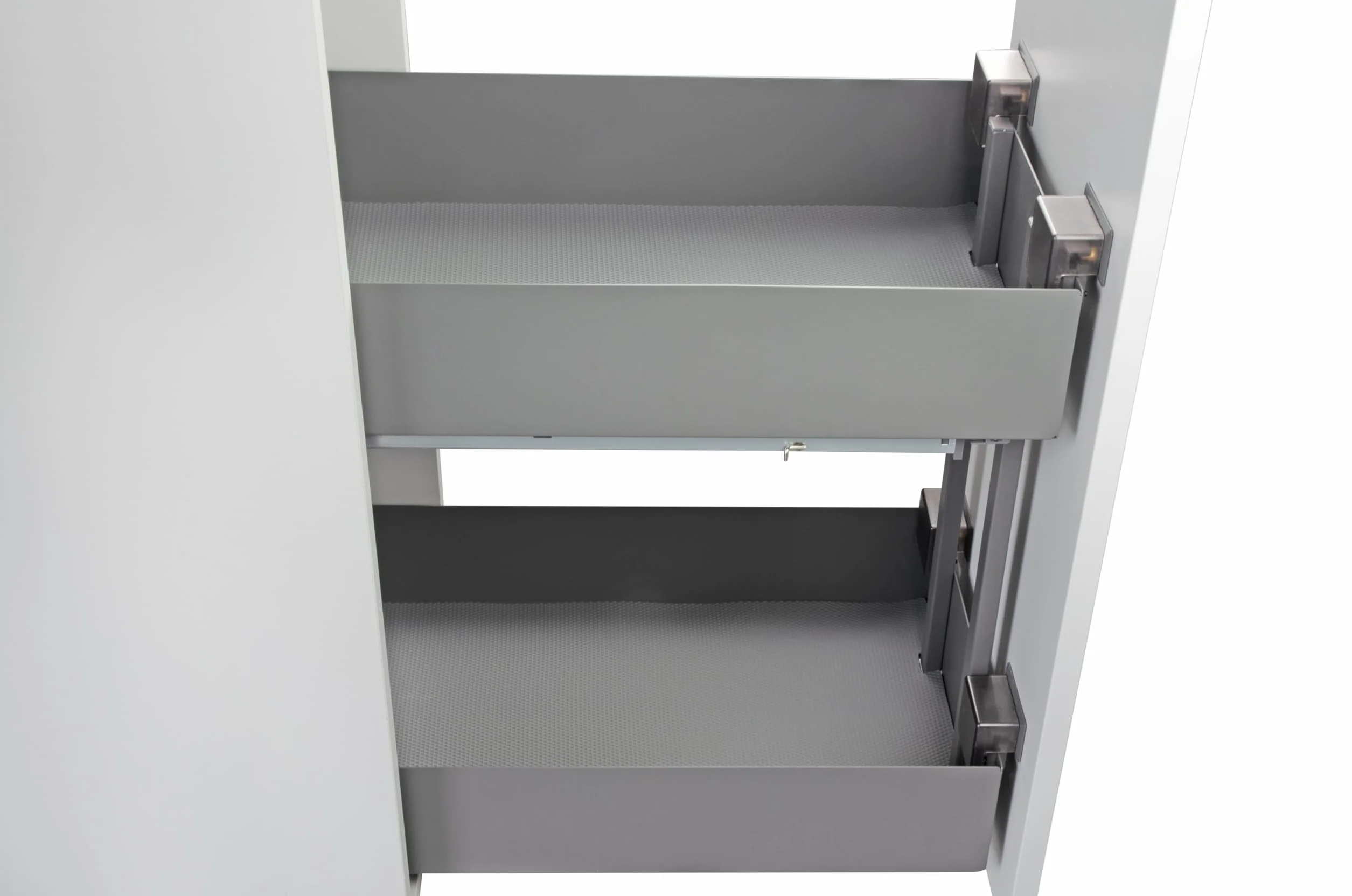 Wysuwana półka pod szafkę, 2 poziomy, 25-60 cm, antracyt – Softclose, prowadnica pod szafkę kuchenną z pełnym wysuwem (meble 250 mm)